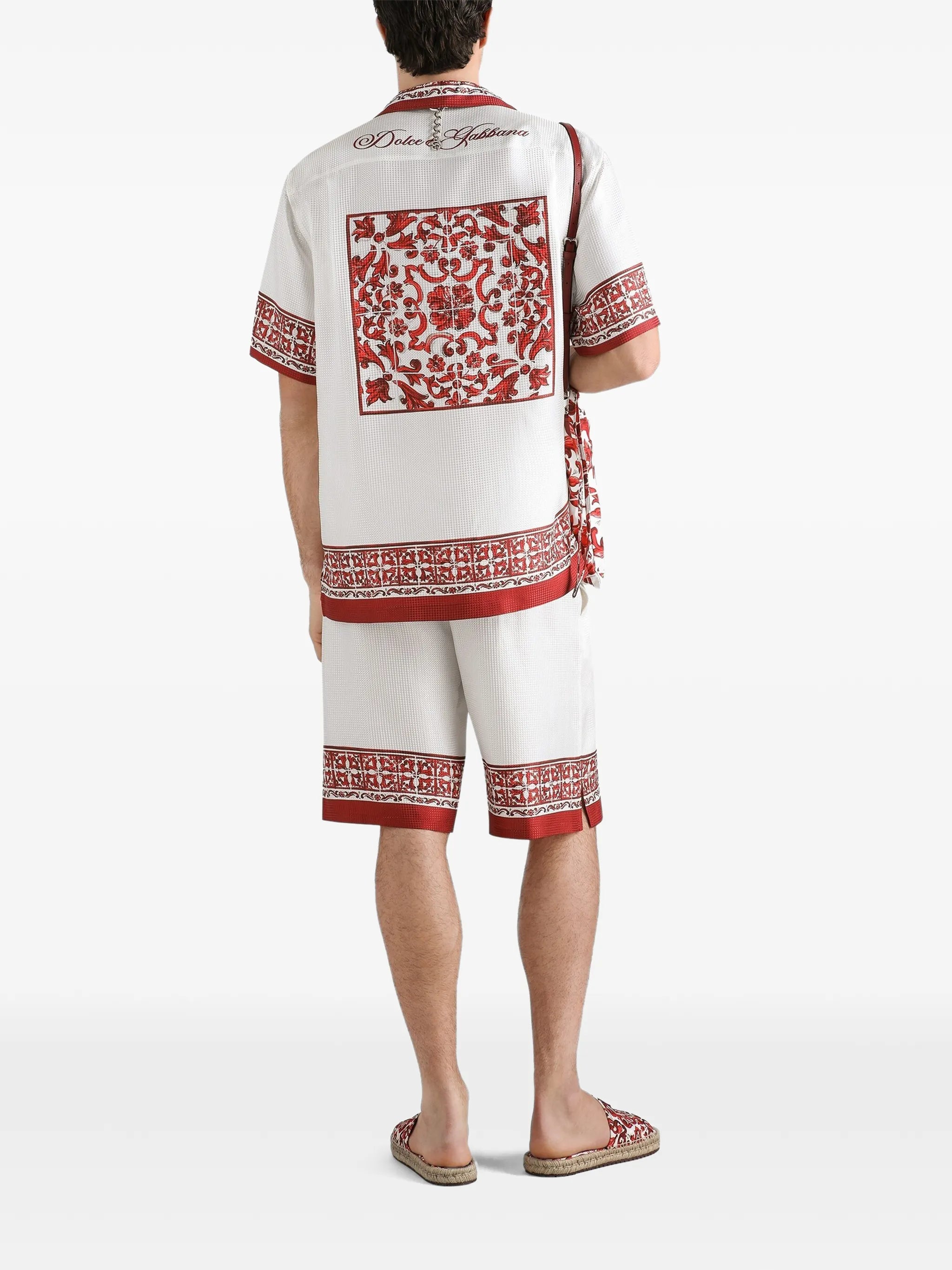 Majolica-print bright jacquard Hawaii shirt