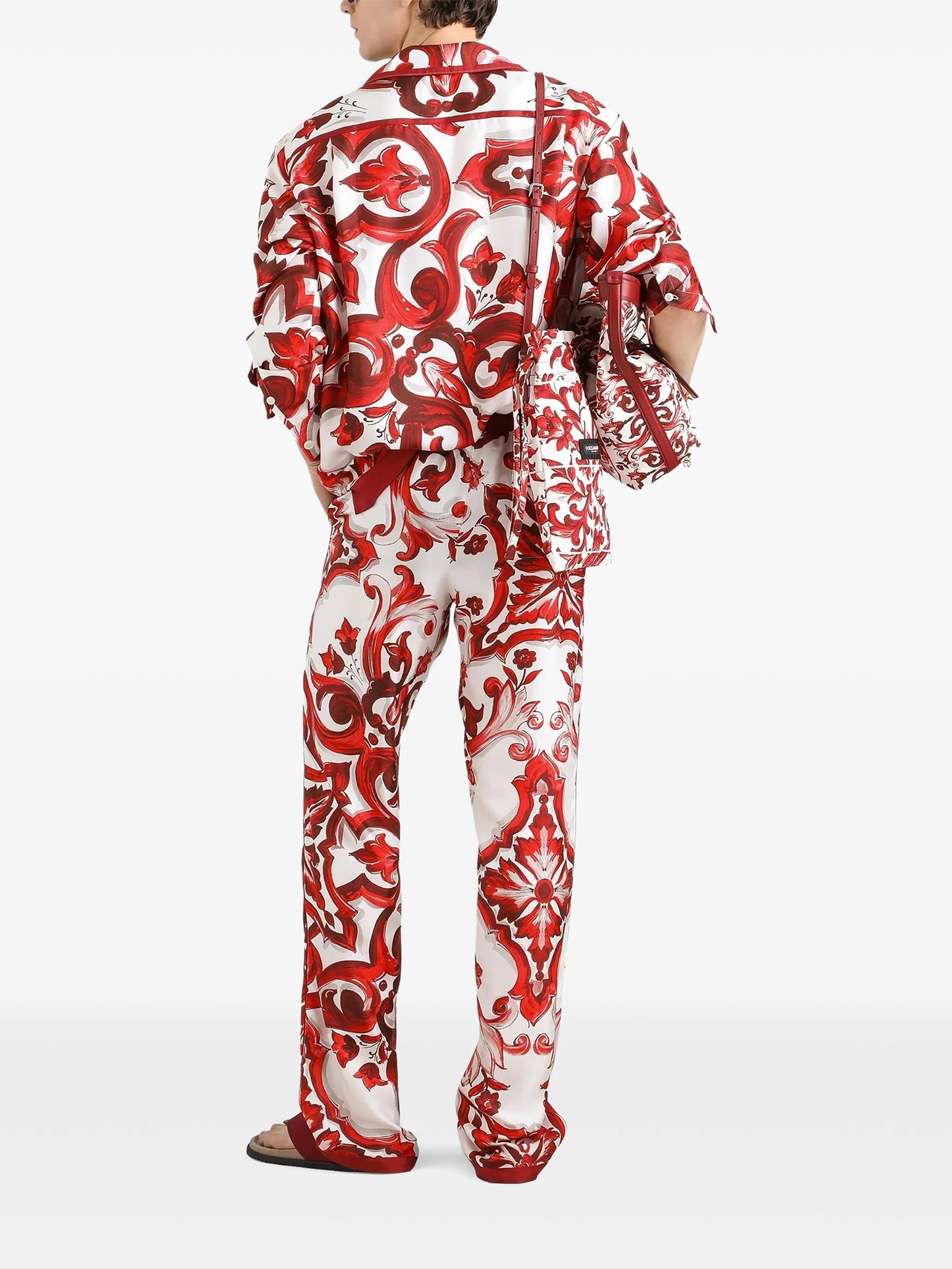 Majolica-print twill vanity trousers