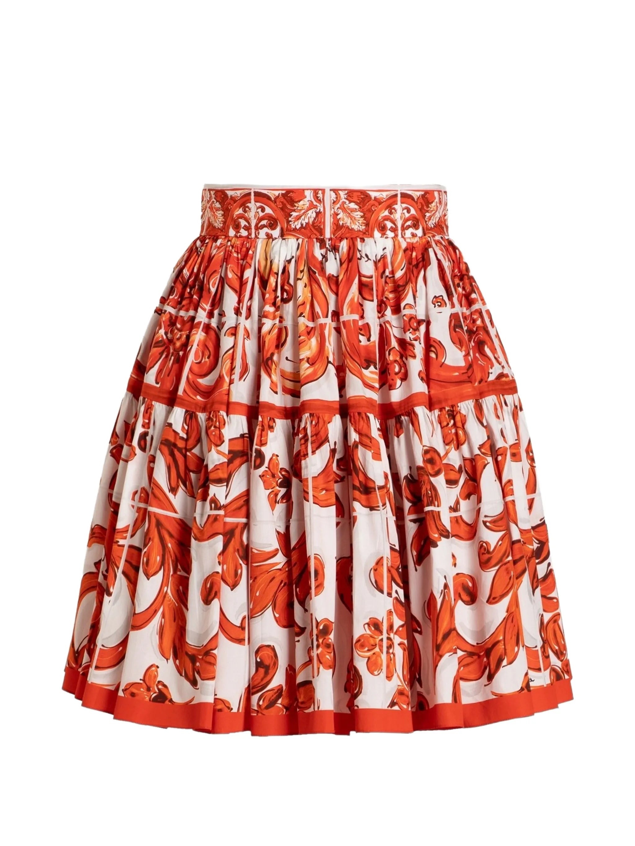 Majolica-print poplin skirt