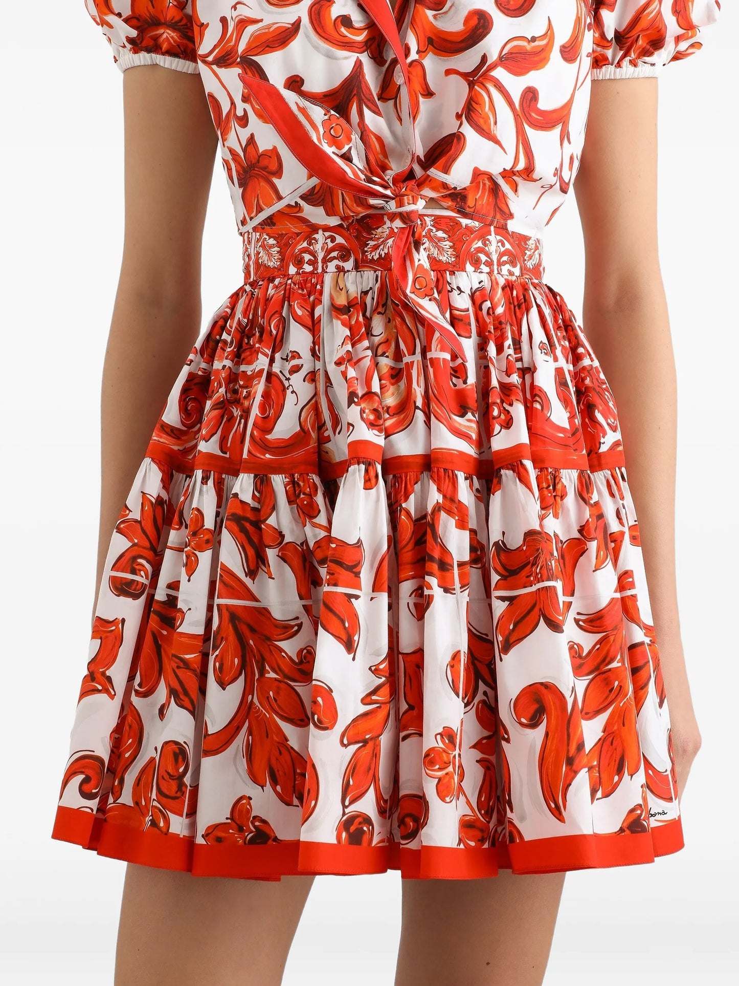 Majolica-print poplin skirt