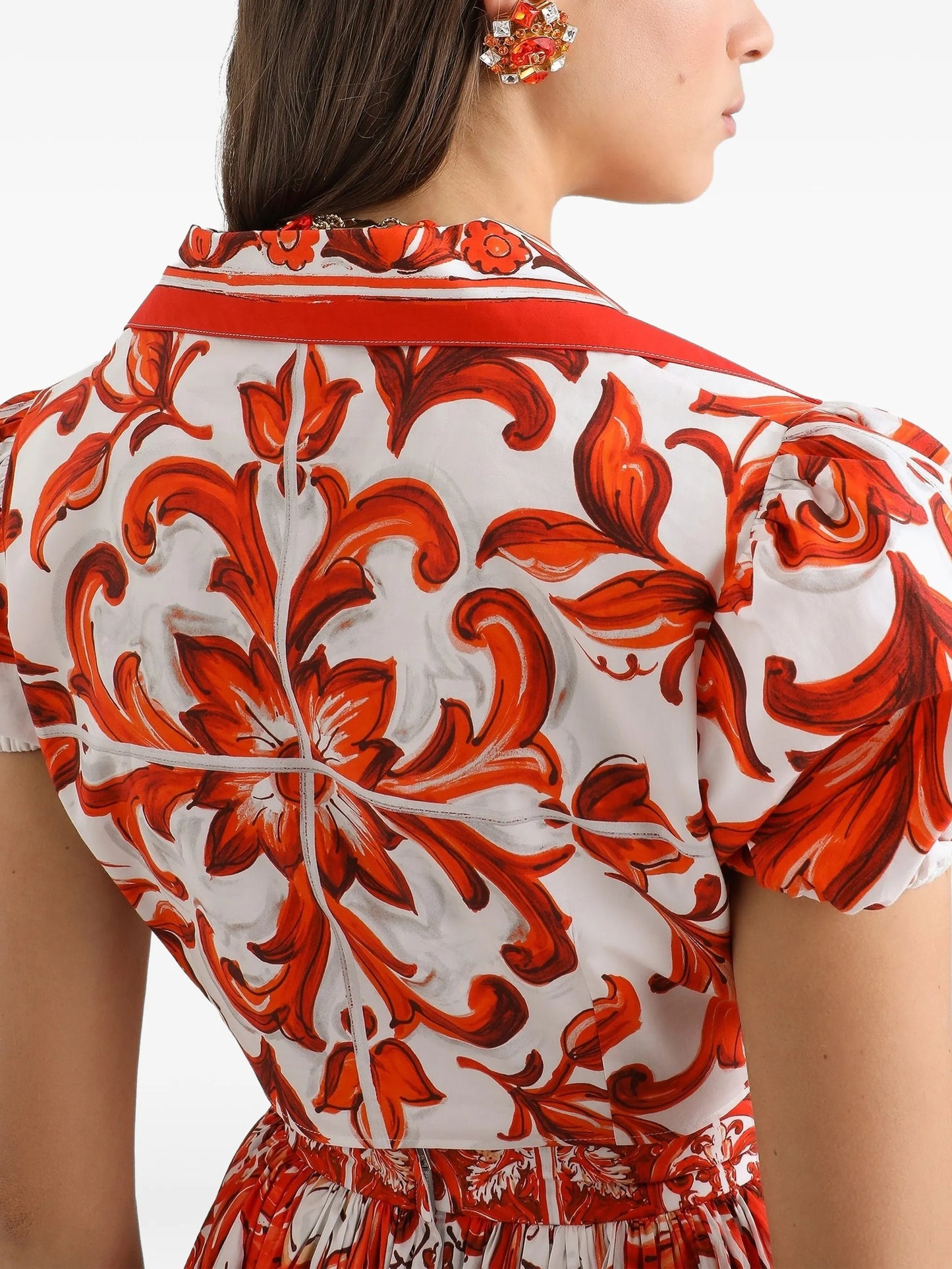 Majolica-prints short-sleeved top