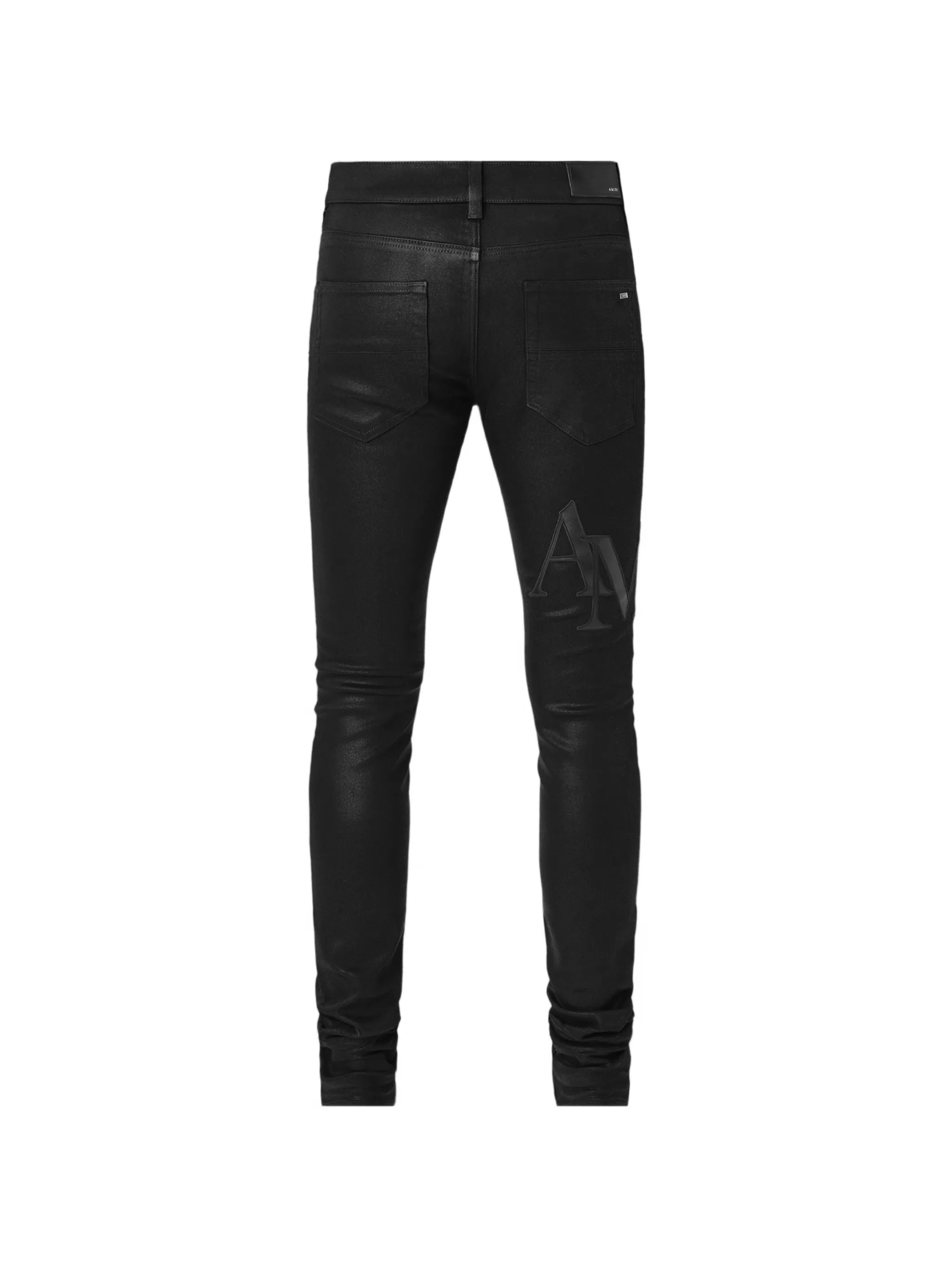 waxed staggered logo jeans