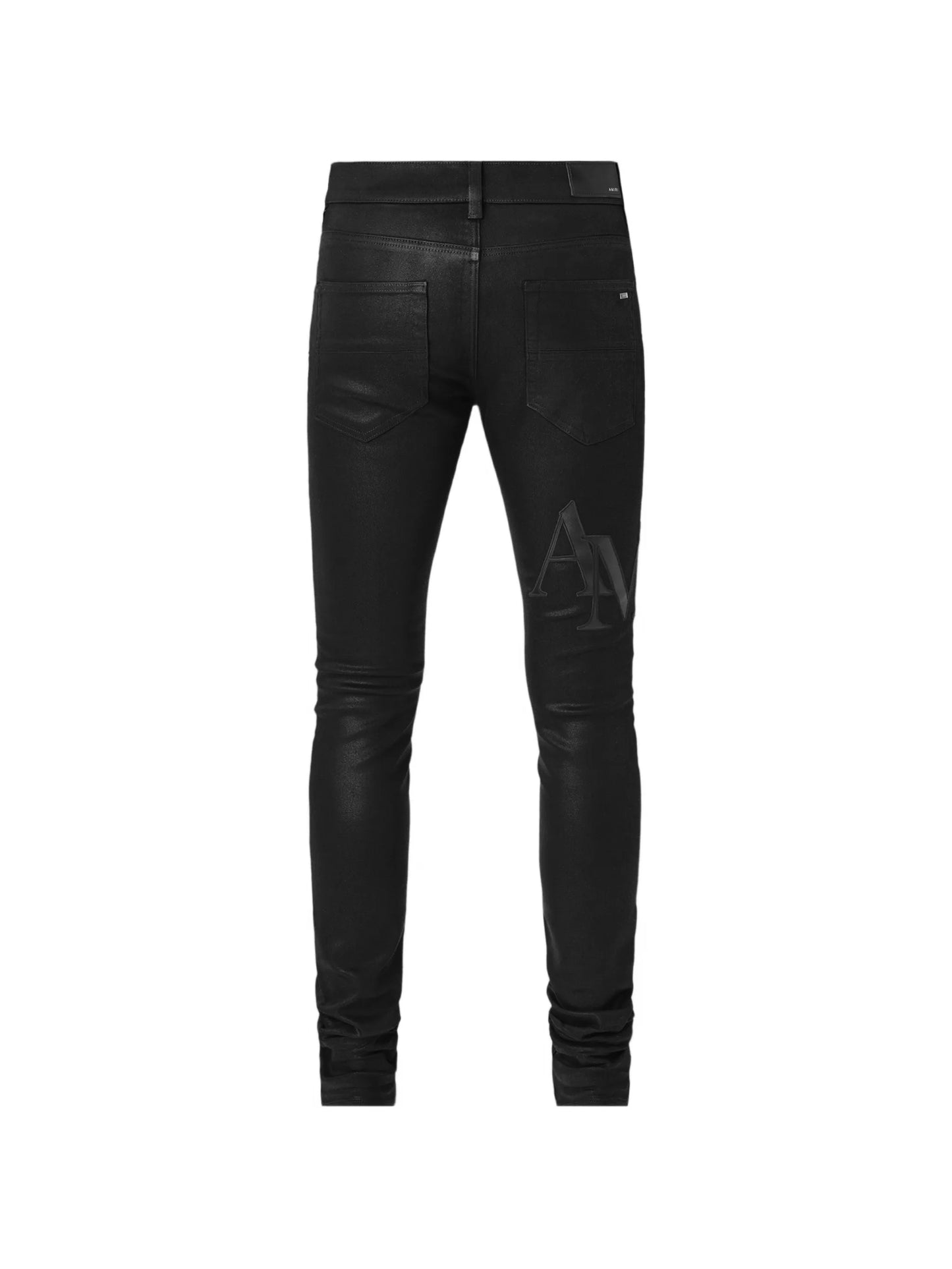 waxed staggered logo jeans