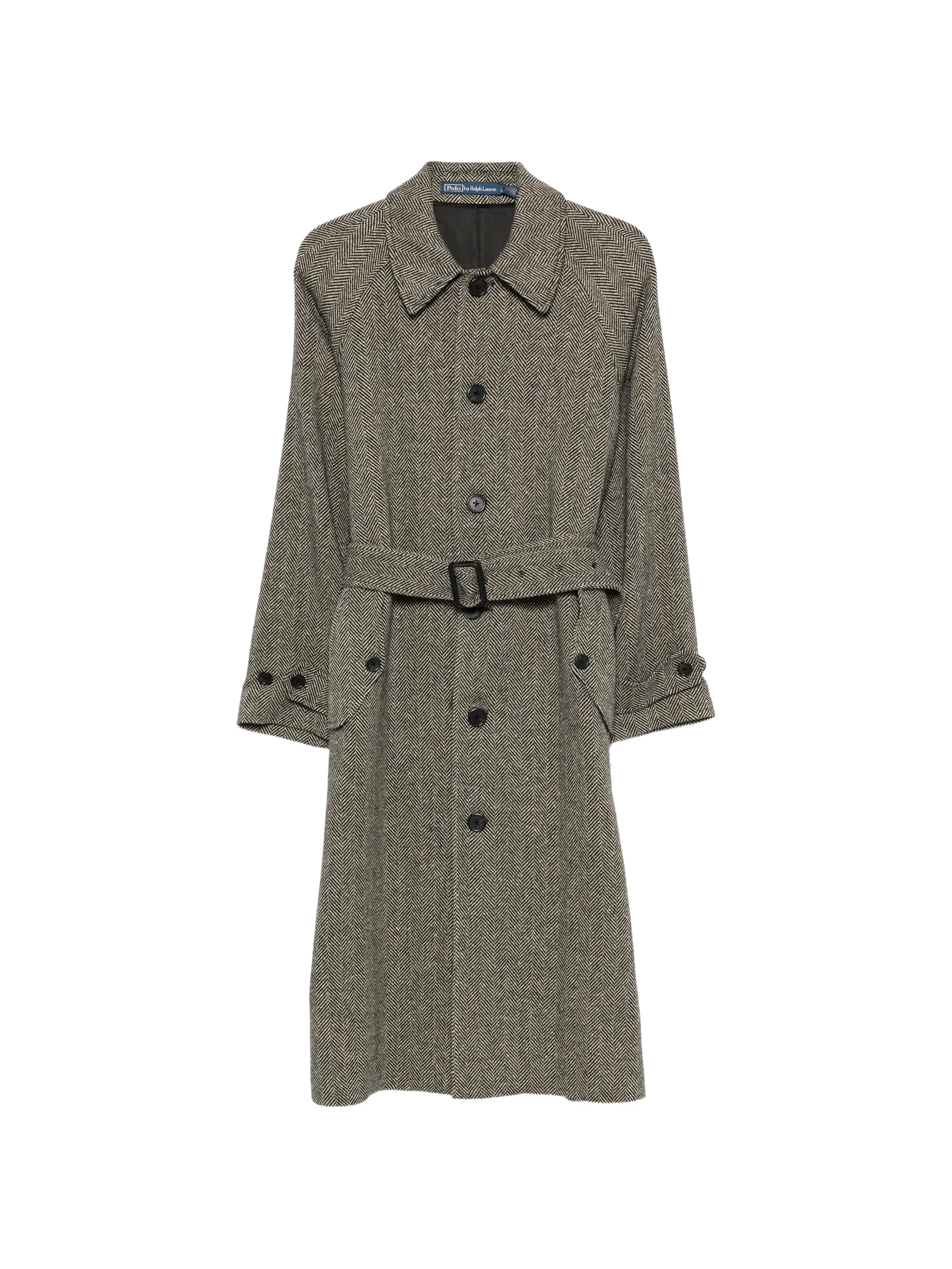 herringbone belted coat