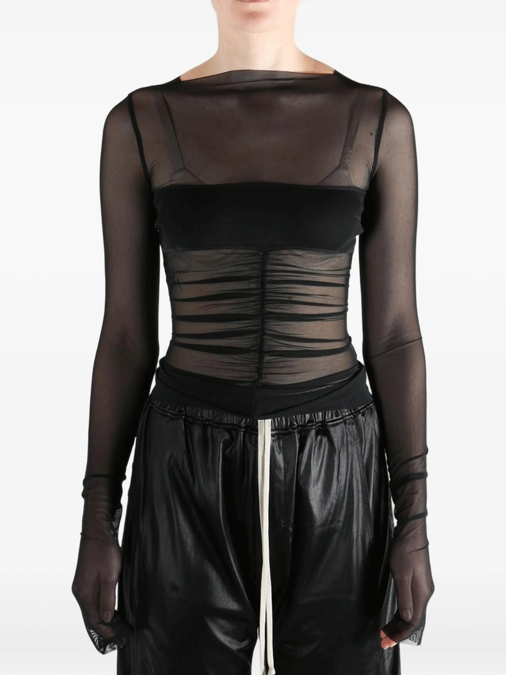 Temple long-sleeved bandeau top
