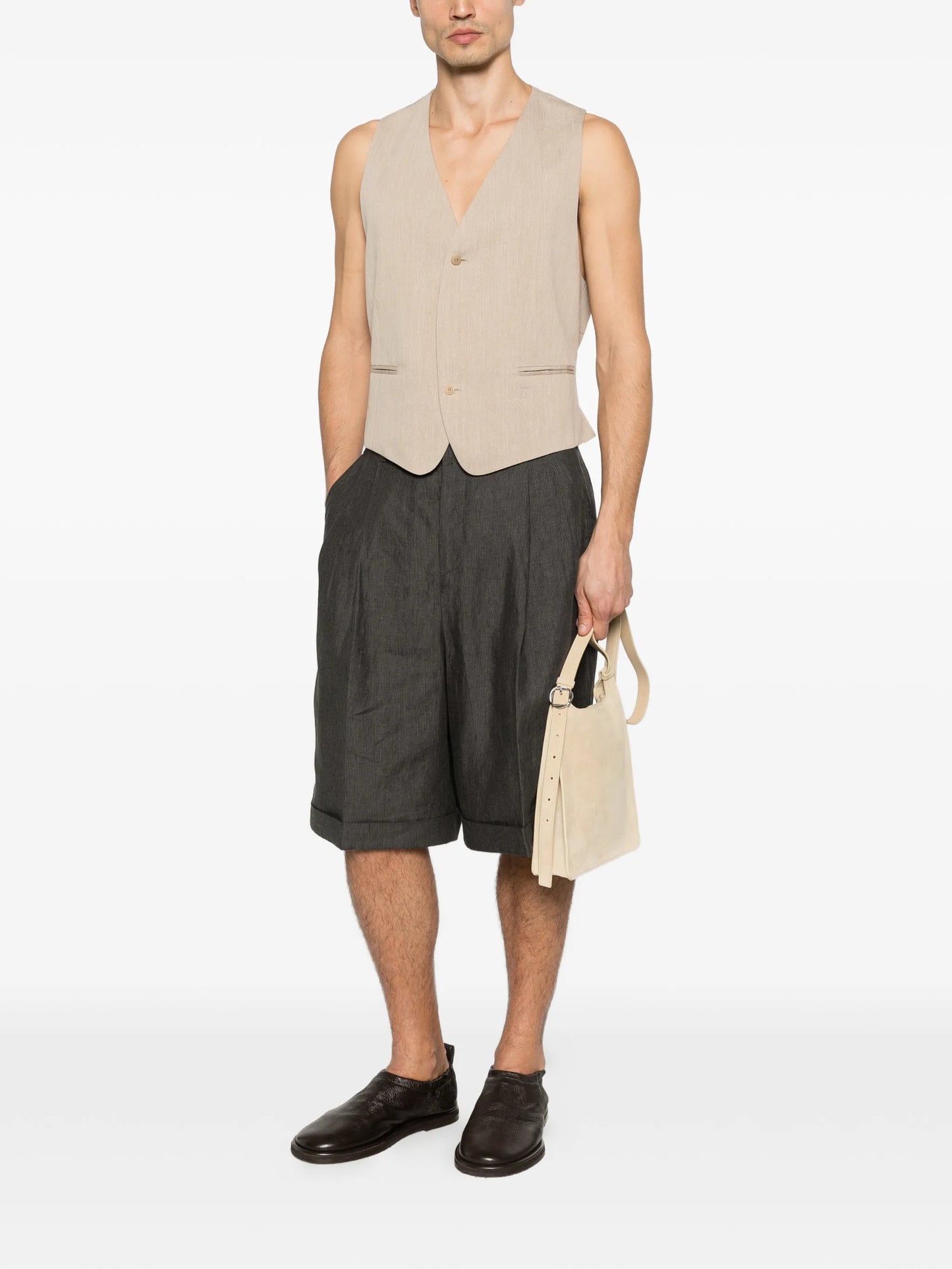Pastro pleated cuffed-hem shorts