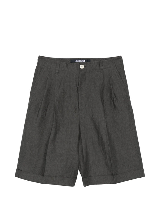 Pastro pleated cuffed-hem shorts