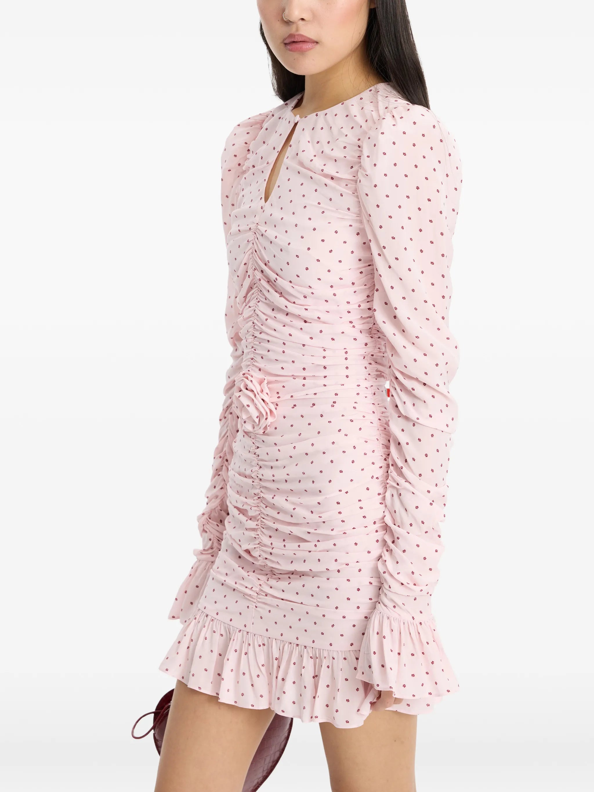 ruched ruffled dress