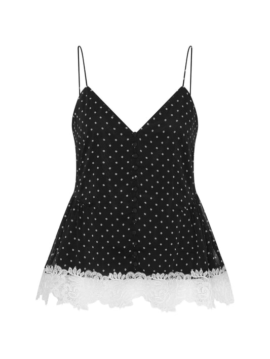 polka-dot lace top