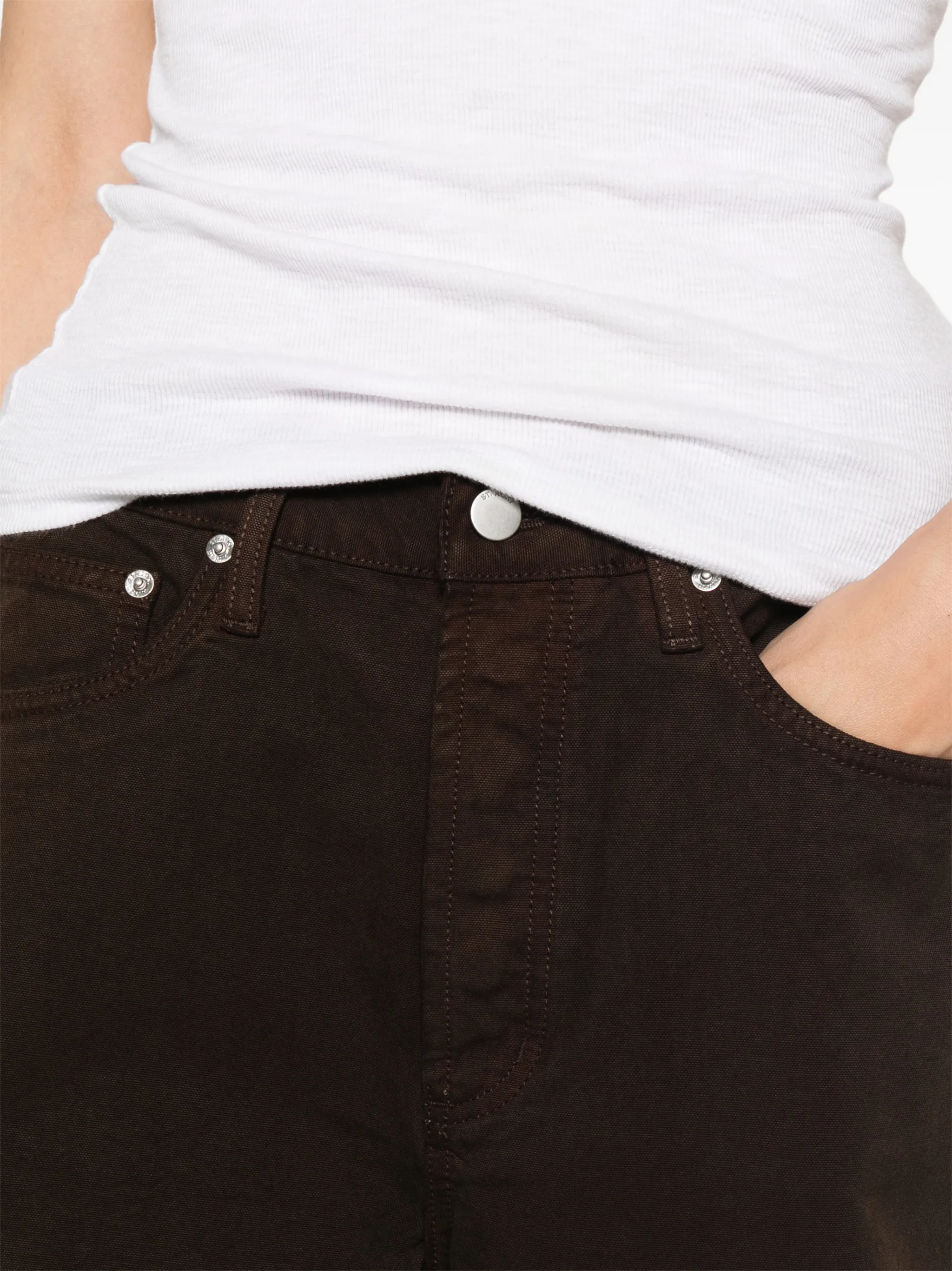 canvas mid-rise jeans
