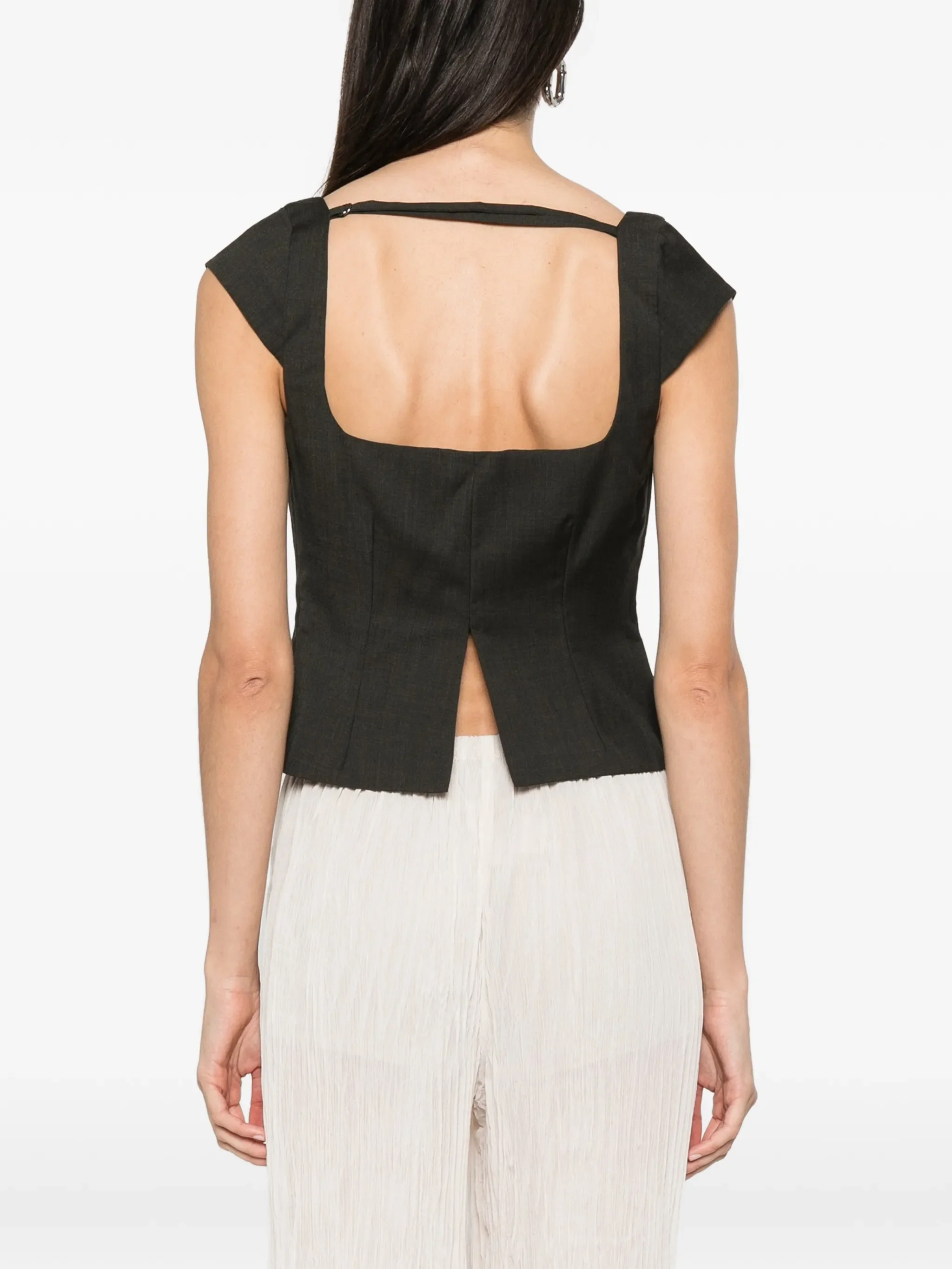 cap-sleeves square-neck top