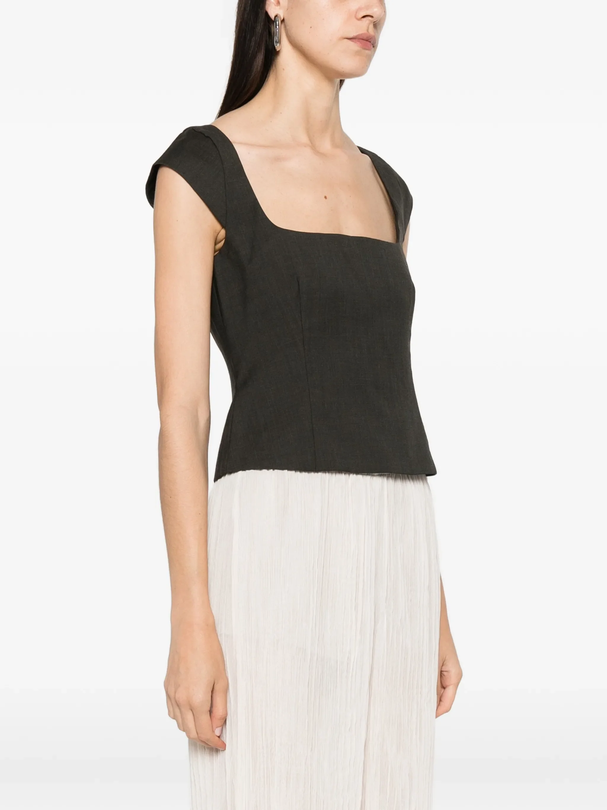 cap-sleeves square-neck top