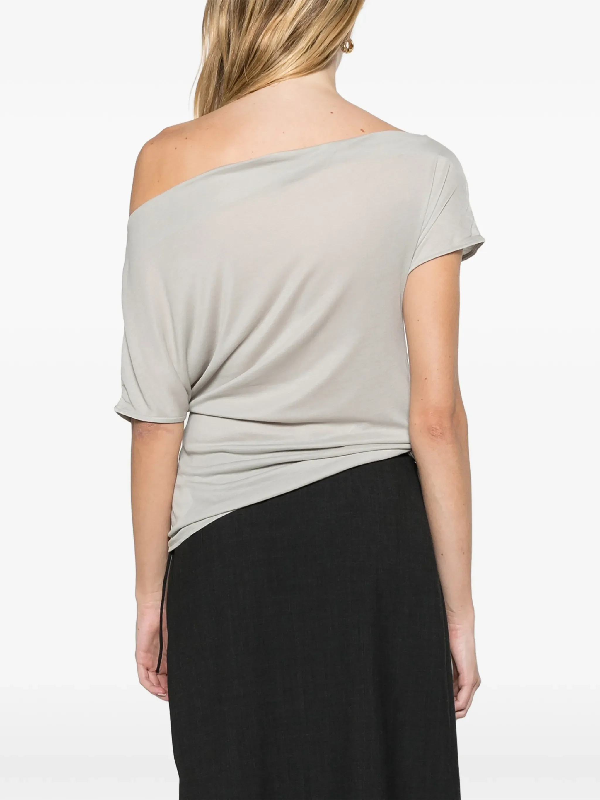 fine-jersey off-shoulder top - soft ash