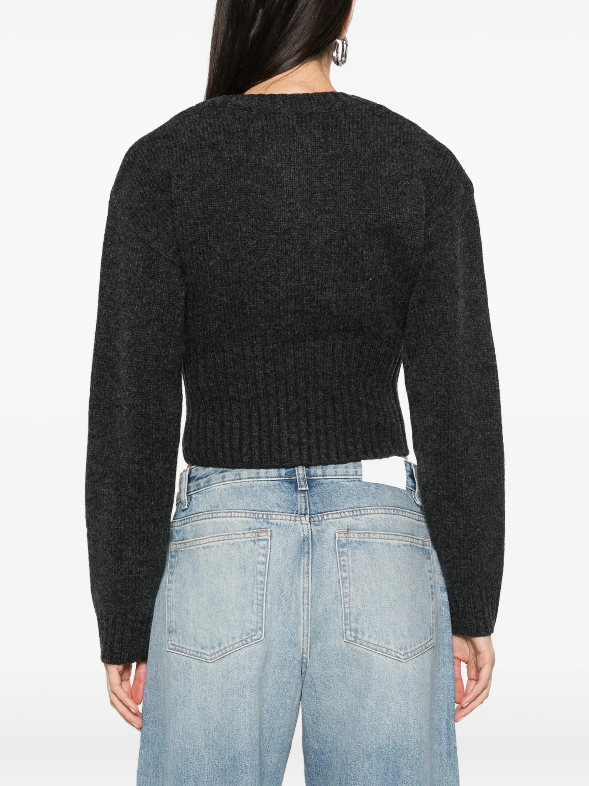 ribbed-knit cropped cardigan