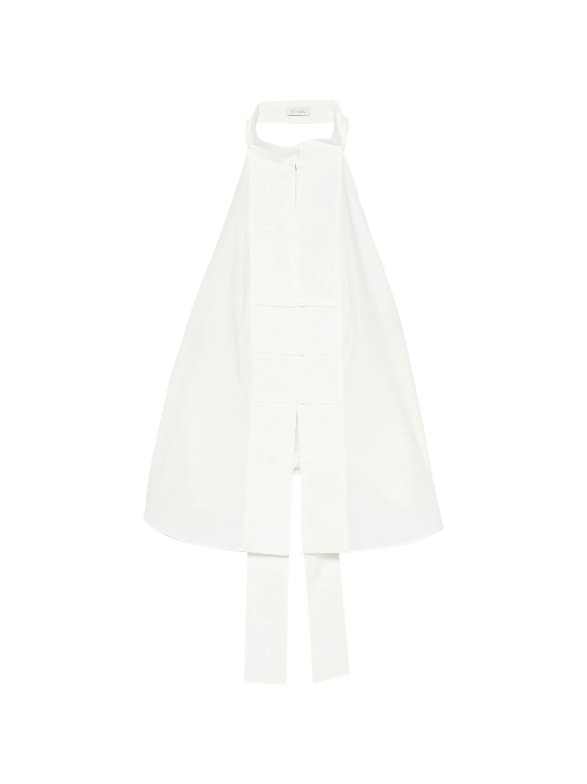 button-detail halter top - off white