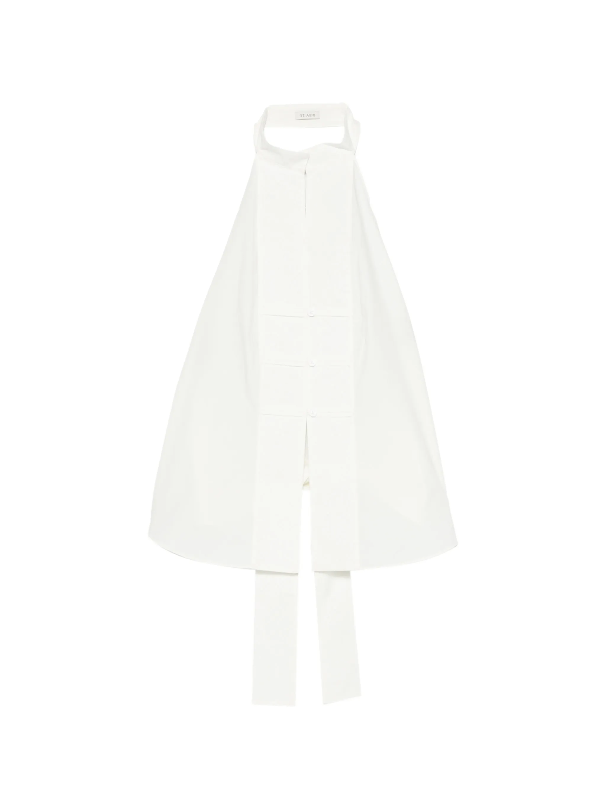 button-detail halter top - off white