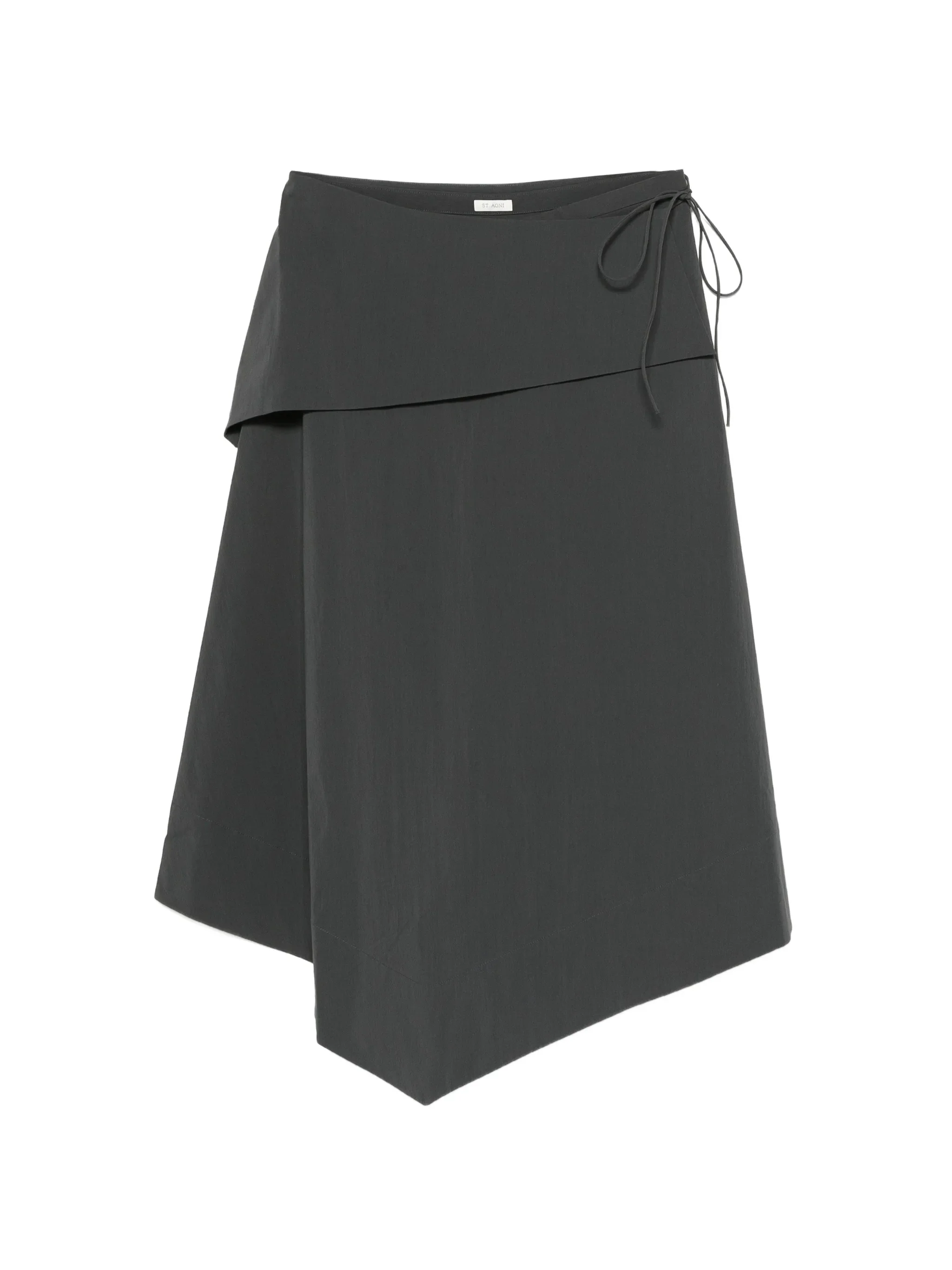 detachable-belt asymmetric skirt - iron glaze