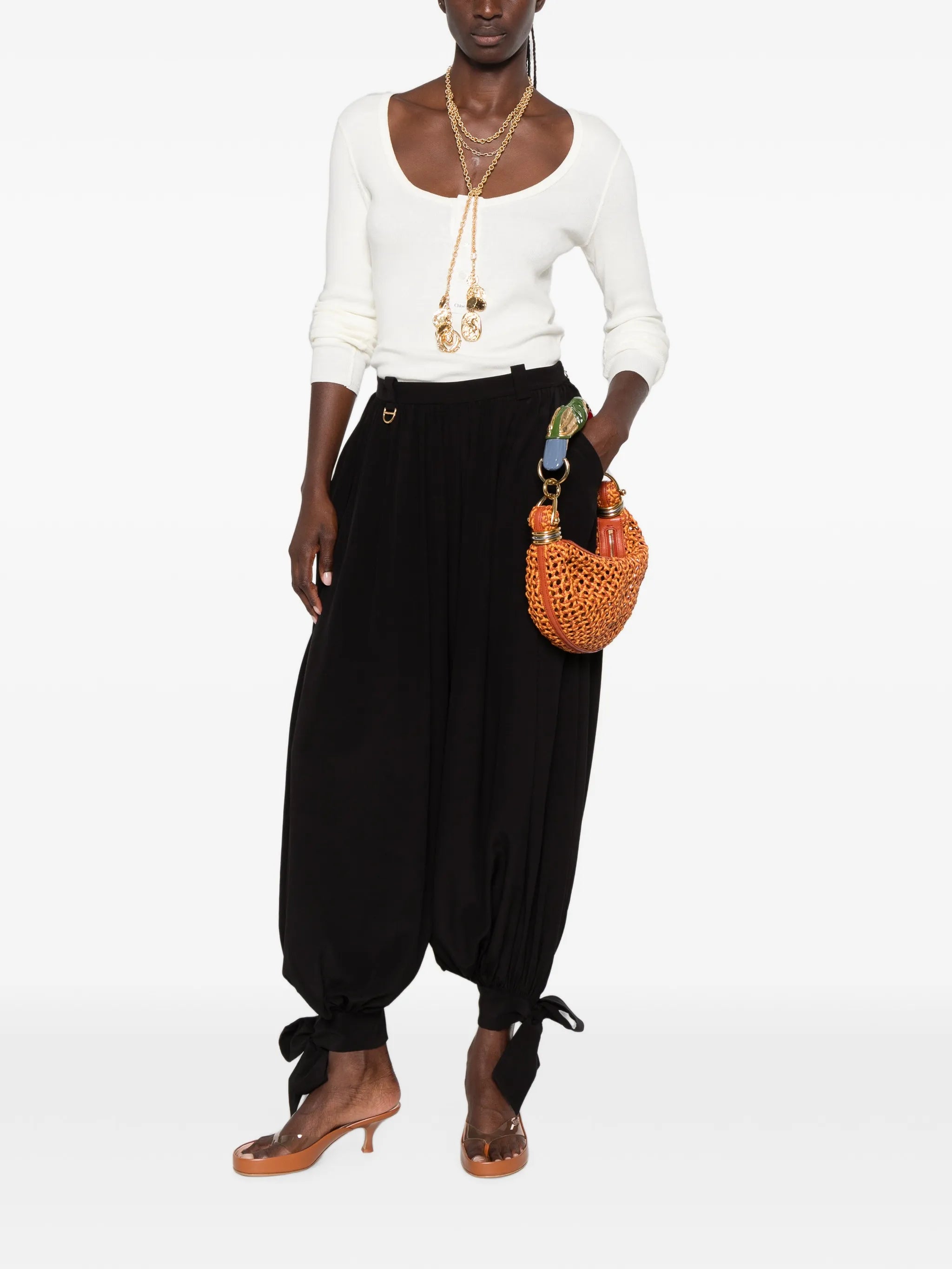 tie detail trousers