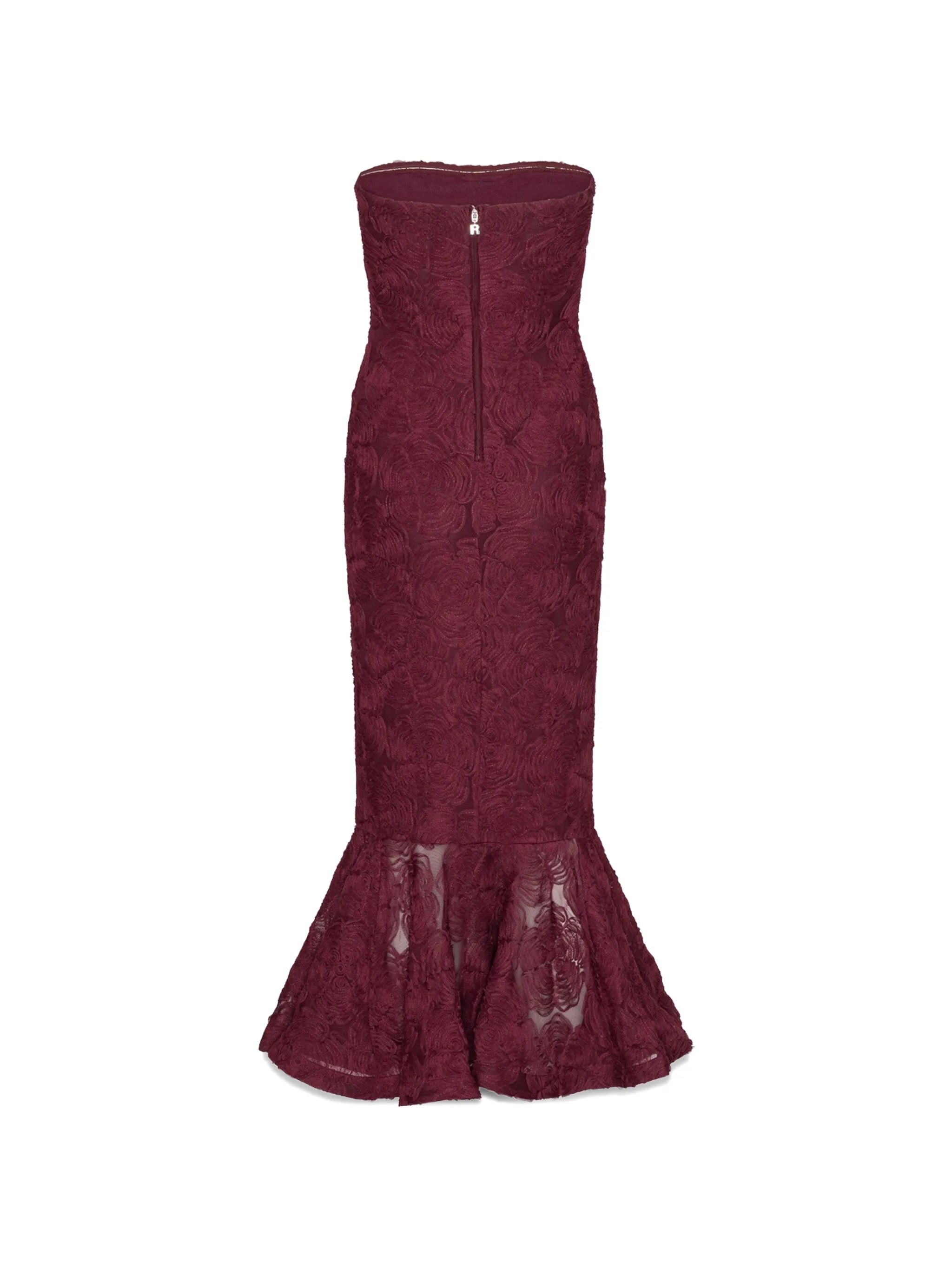 flower flounce-hem midi dress