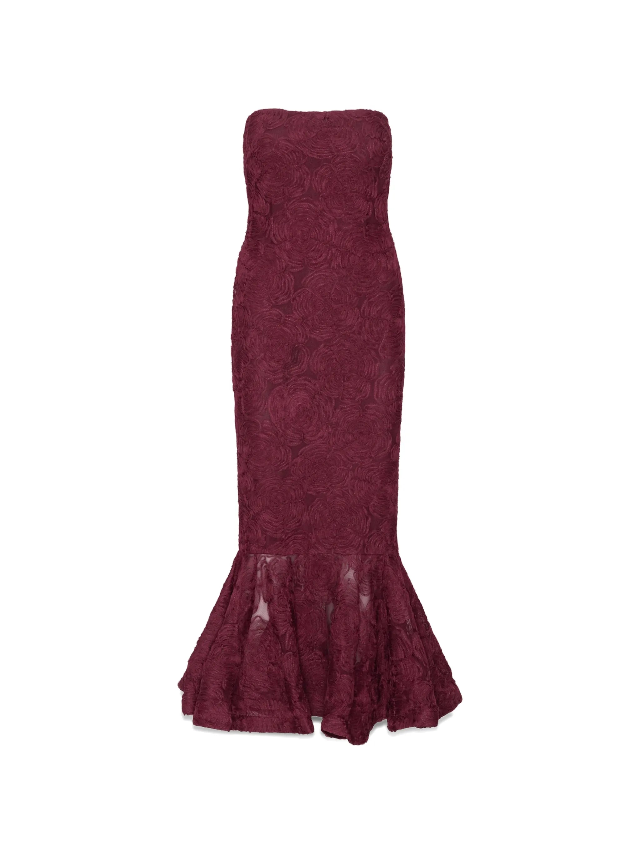 flower flounce-hem midi dress