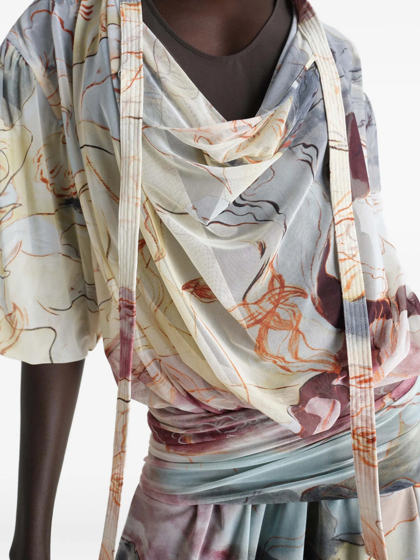 draped floral print dress