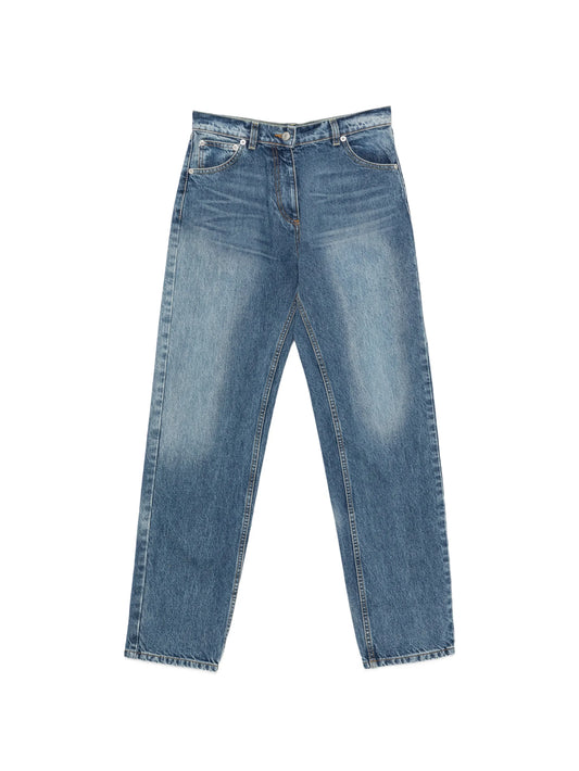 faded-effect straight-leg jeans
