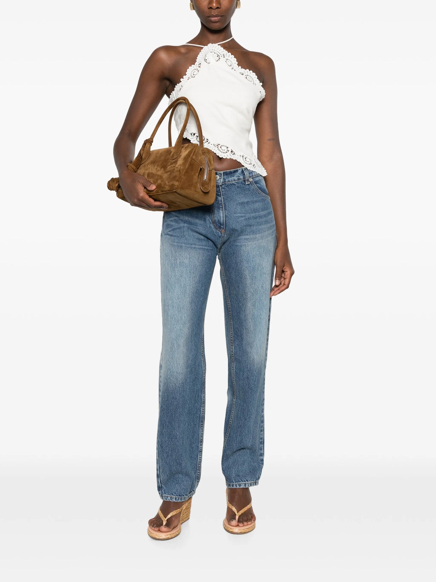 faded-effect straight-leg jeans