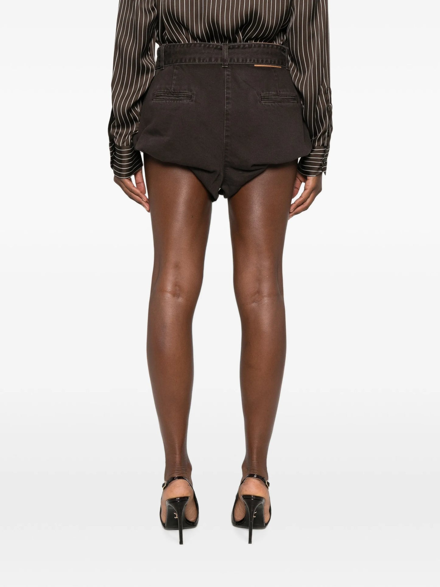 belted pleated shorts