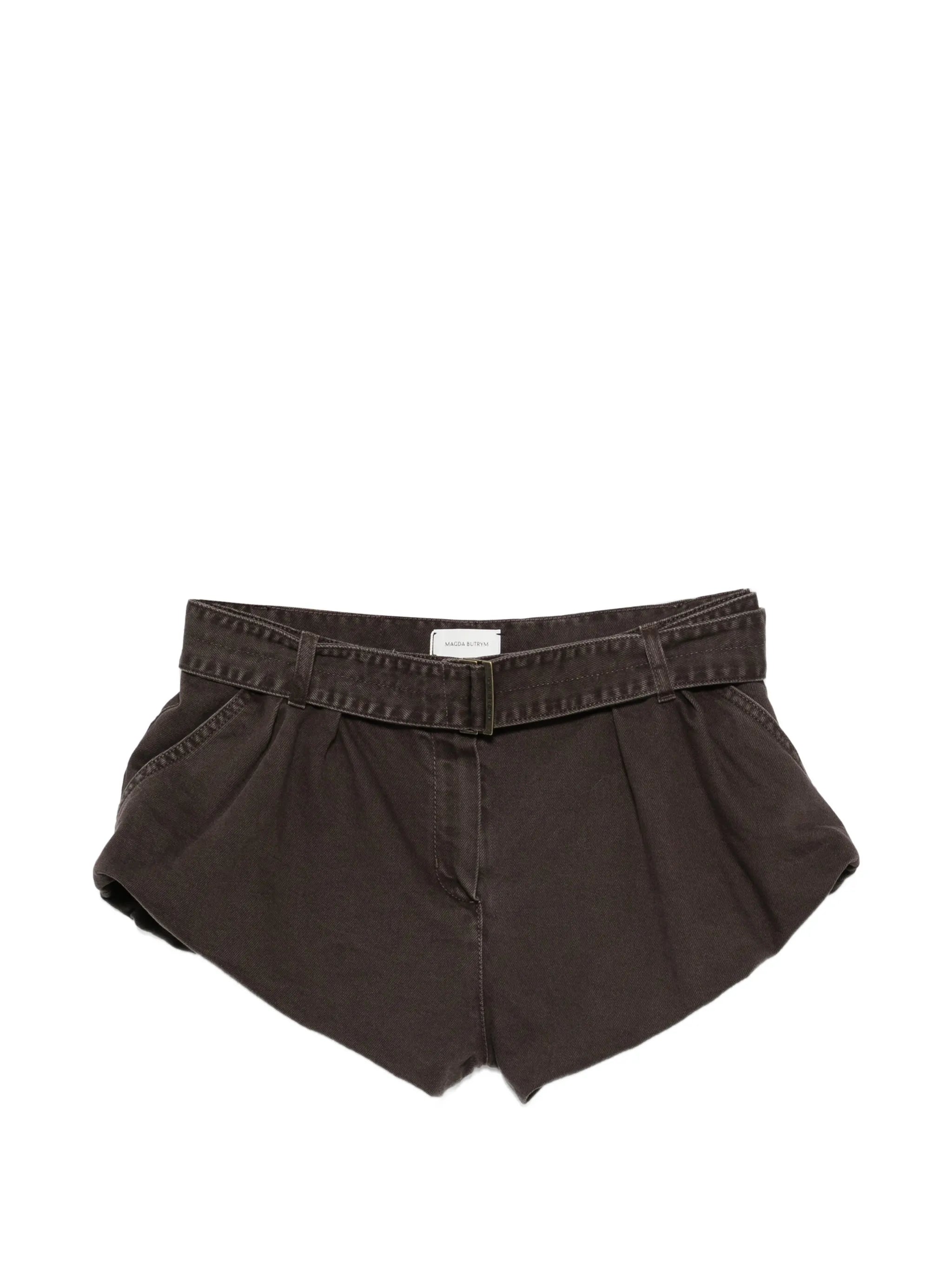belted pleated shorts