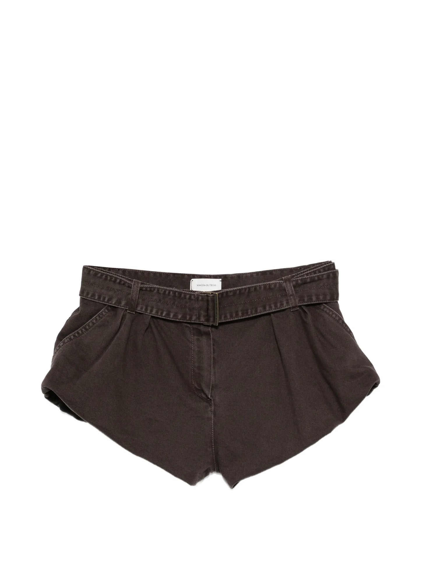belted pleated shorts
