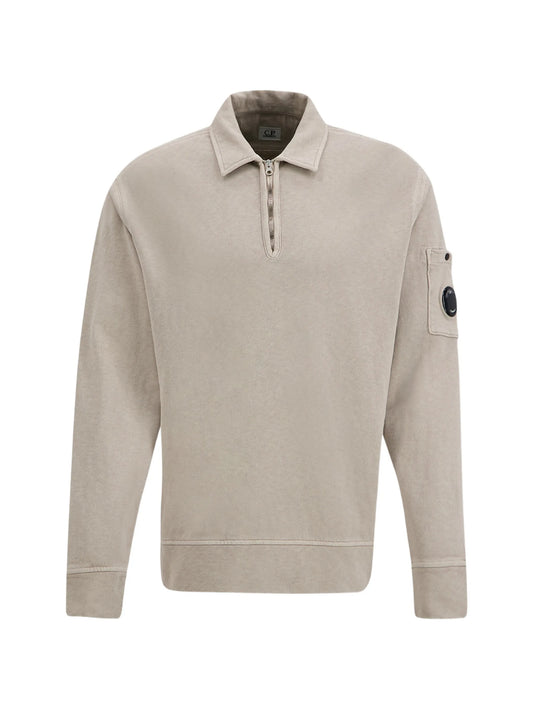 sleeve-pocket zipped polo shirt
