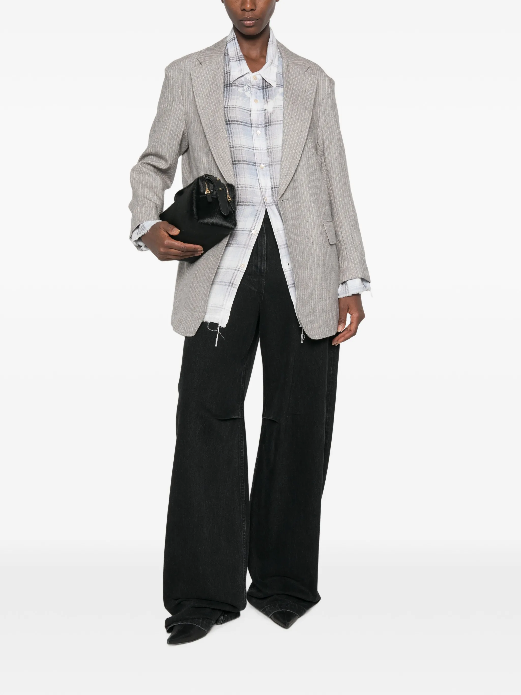 pinstripe-pattern blazer