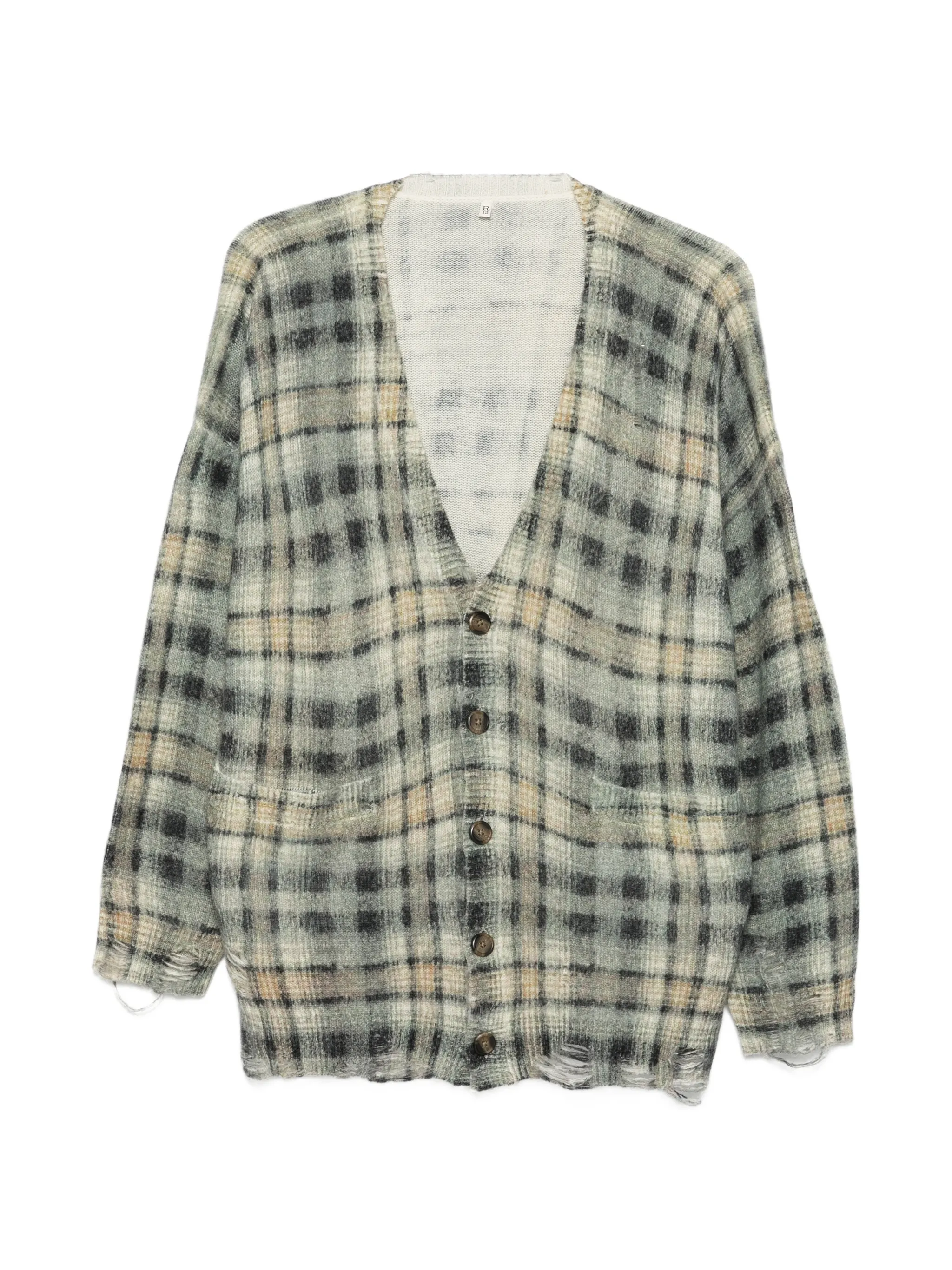 printed oversized cardigan grey black plaid