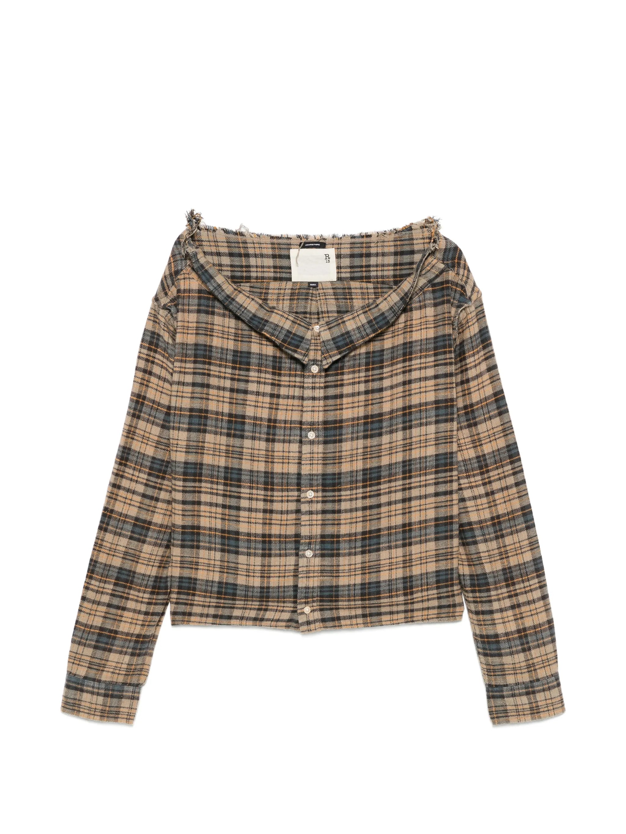 Front Tie Shirt light blue yellow plaid