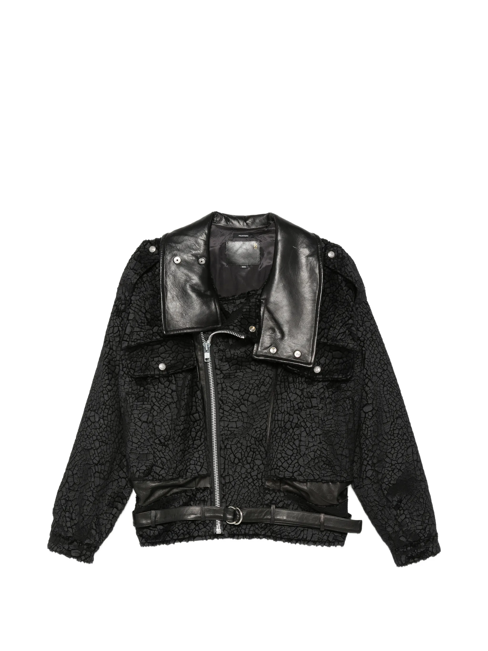 crackled-effect belted jacket