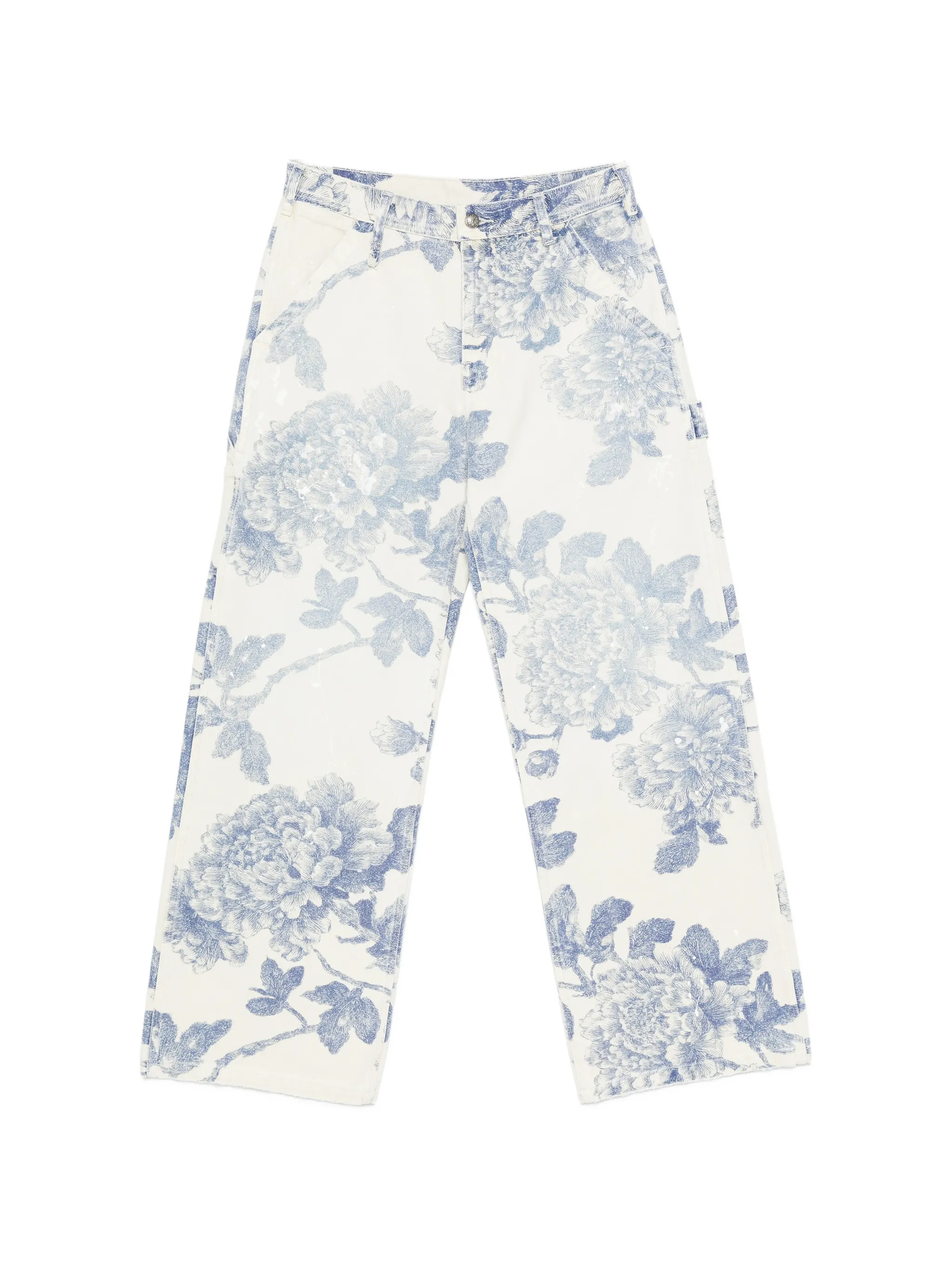 belt-loop floral-print jeans