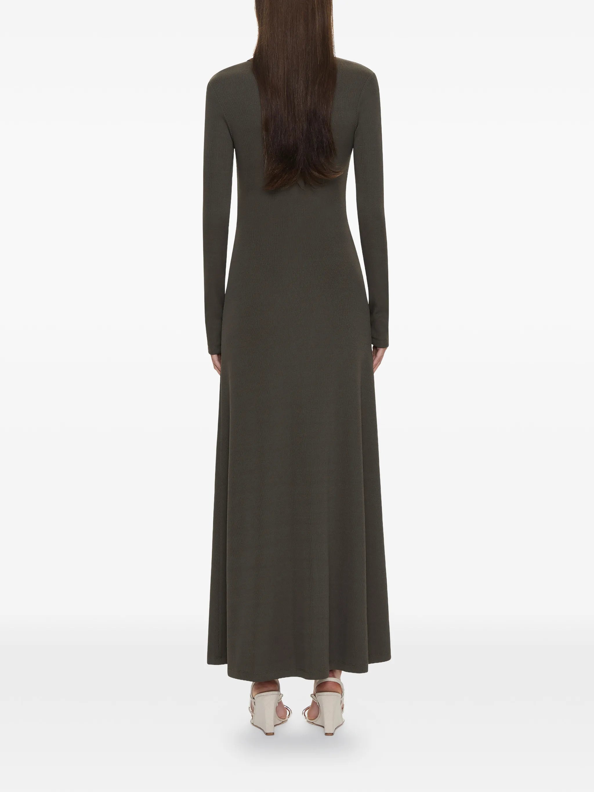 crystal loophole long-sleeve midi dress