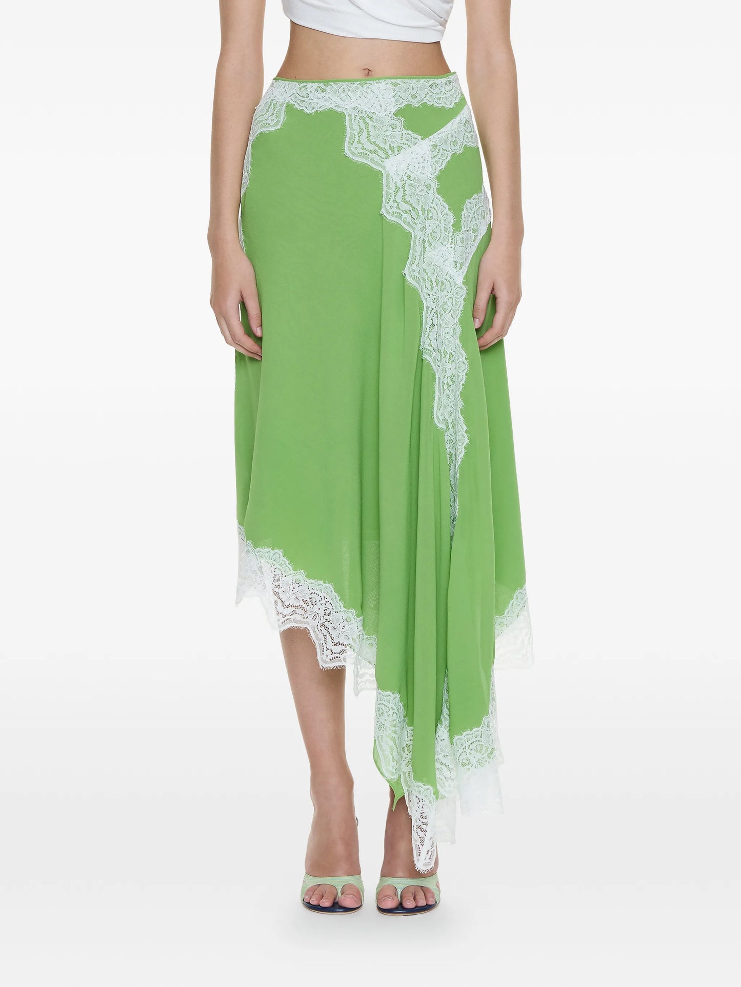 Verve lace-detail asymmetric skirt