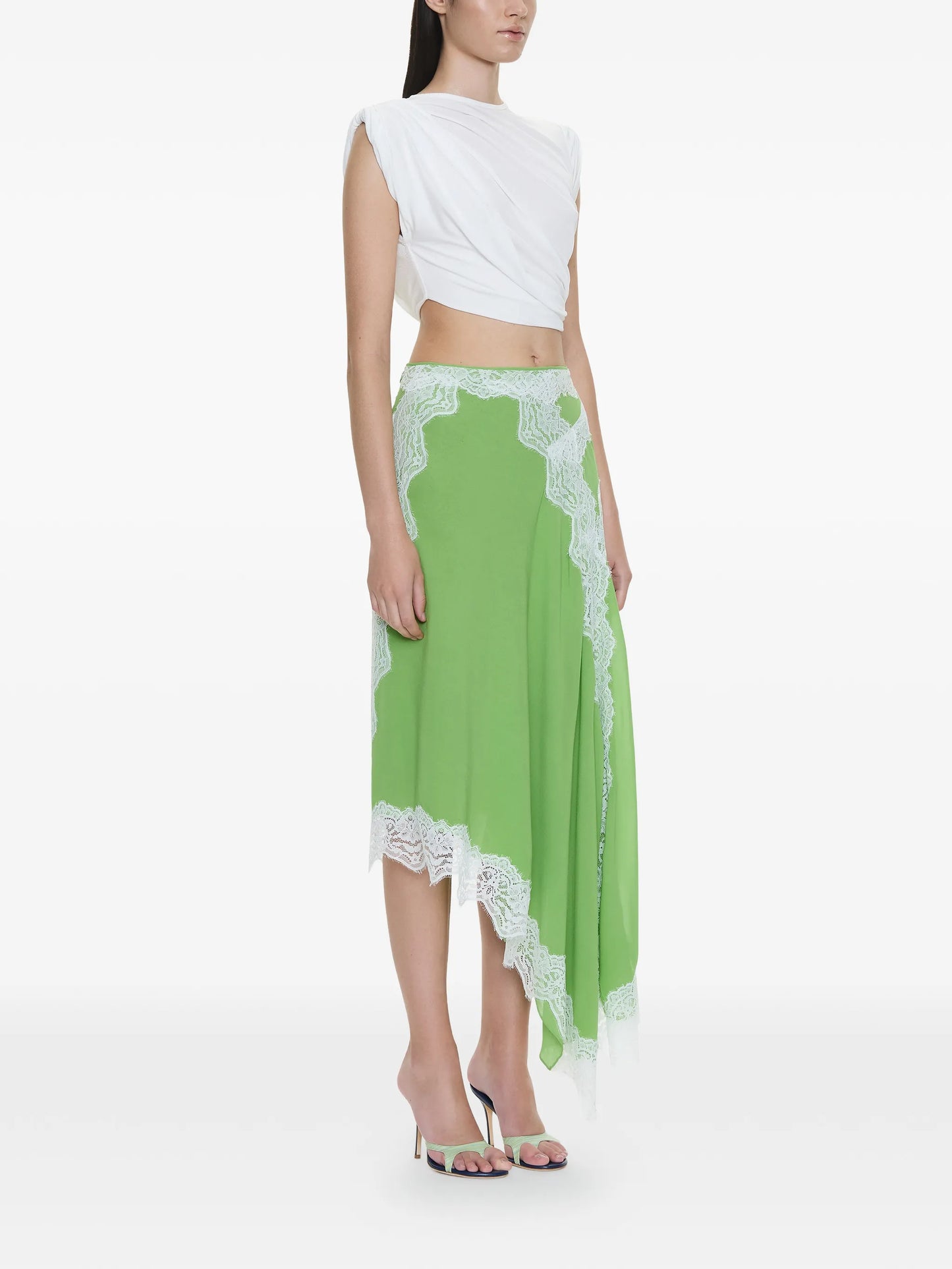 Verve lace-detail asymmetric skirt