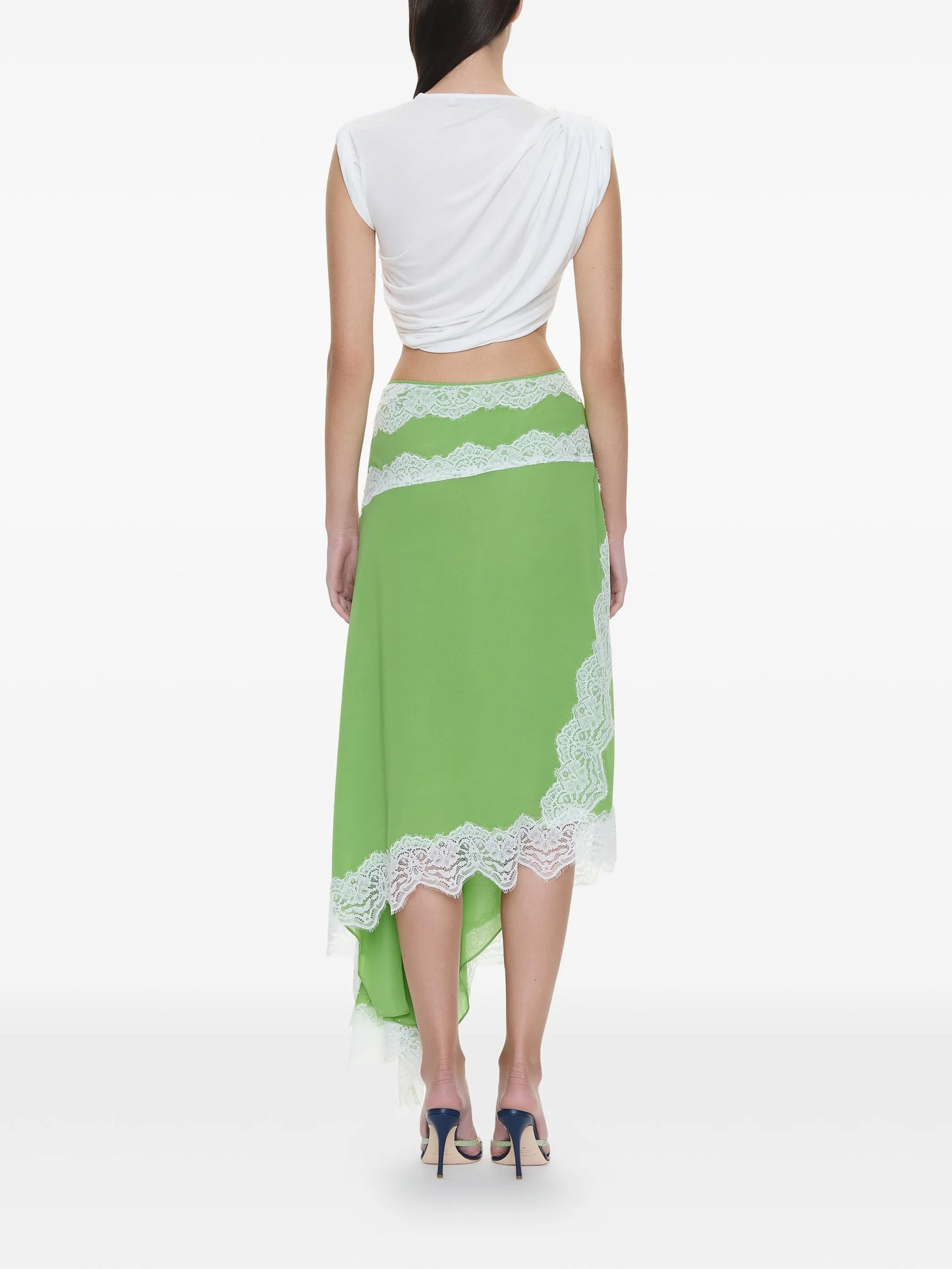 Verve lace-detail asymmetric skirt