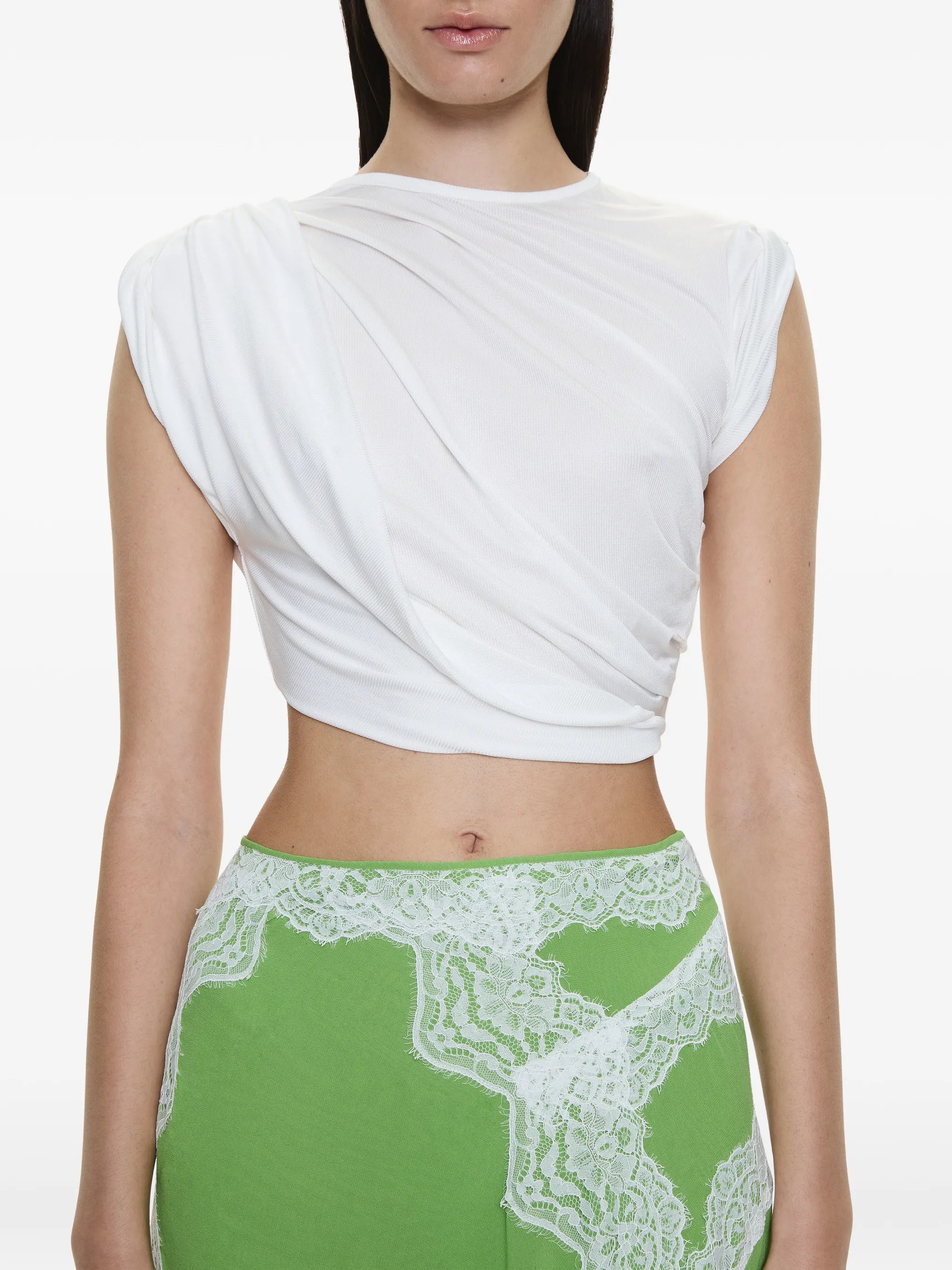 Verve lace-detail asymmetric skirt