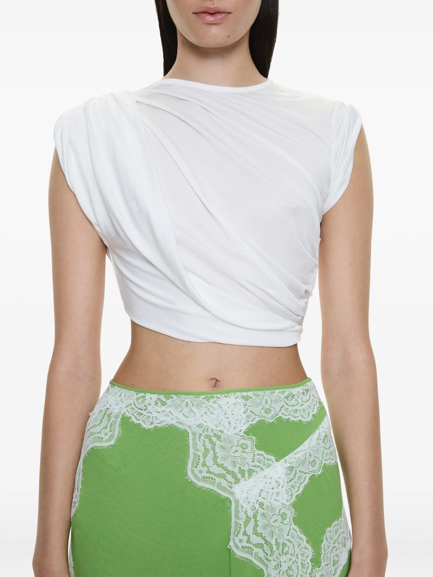 Verve lace-detail asymmetric skirt