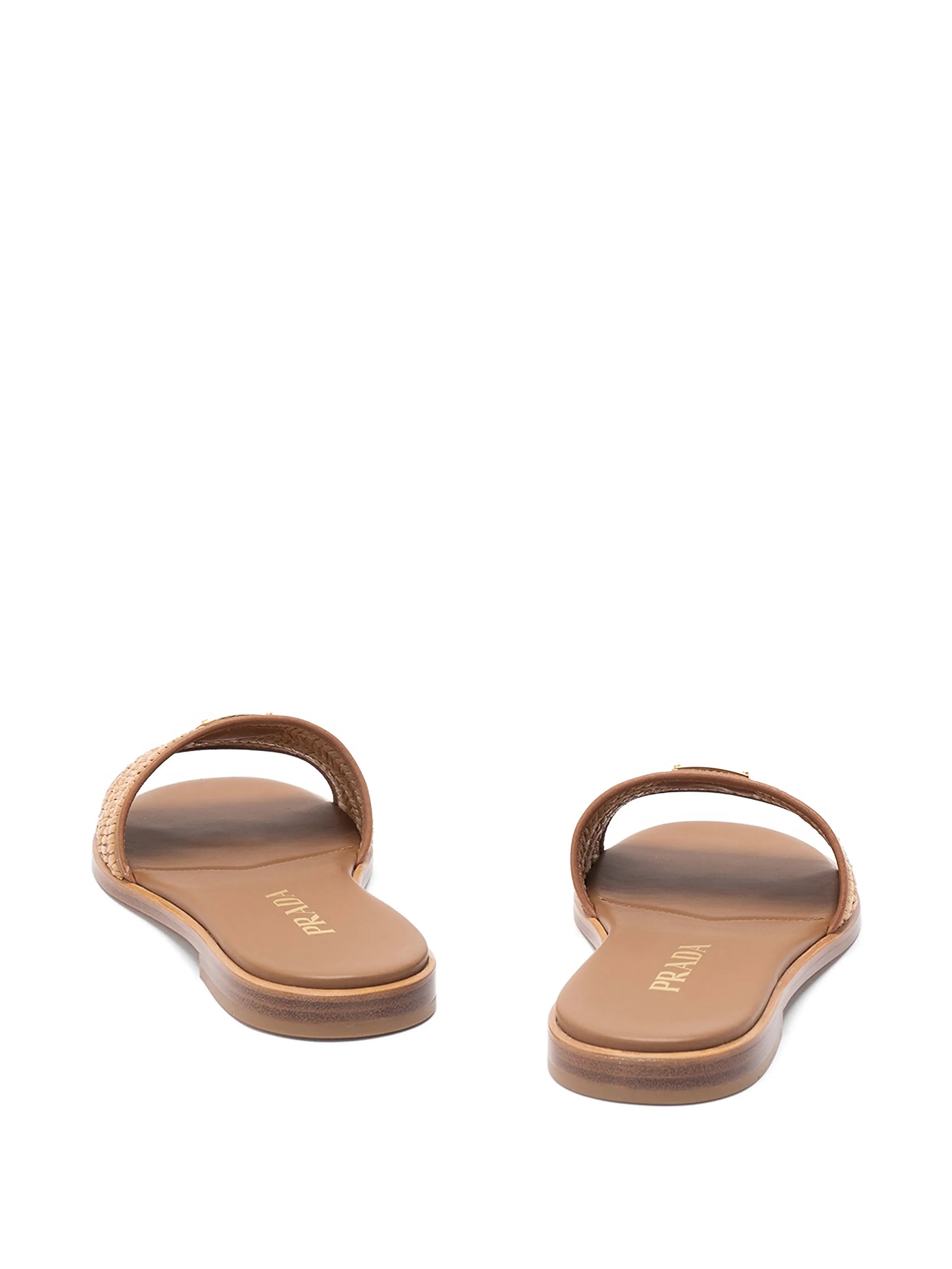 crochet-detail leather slides