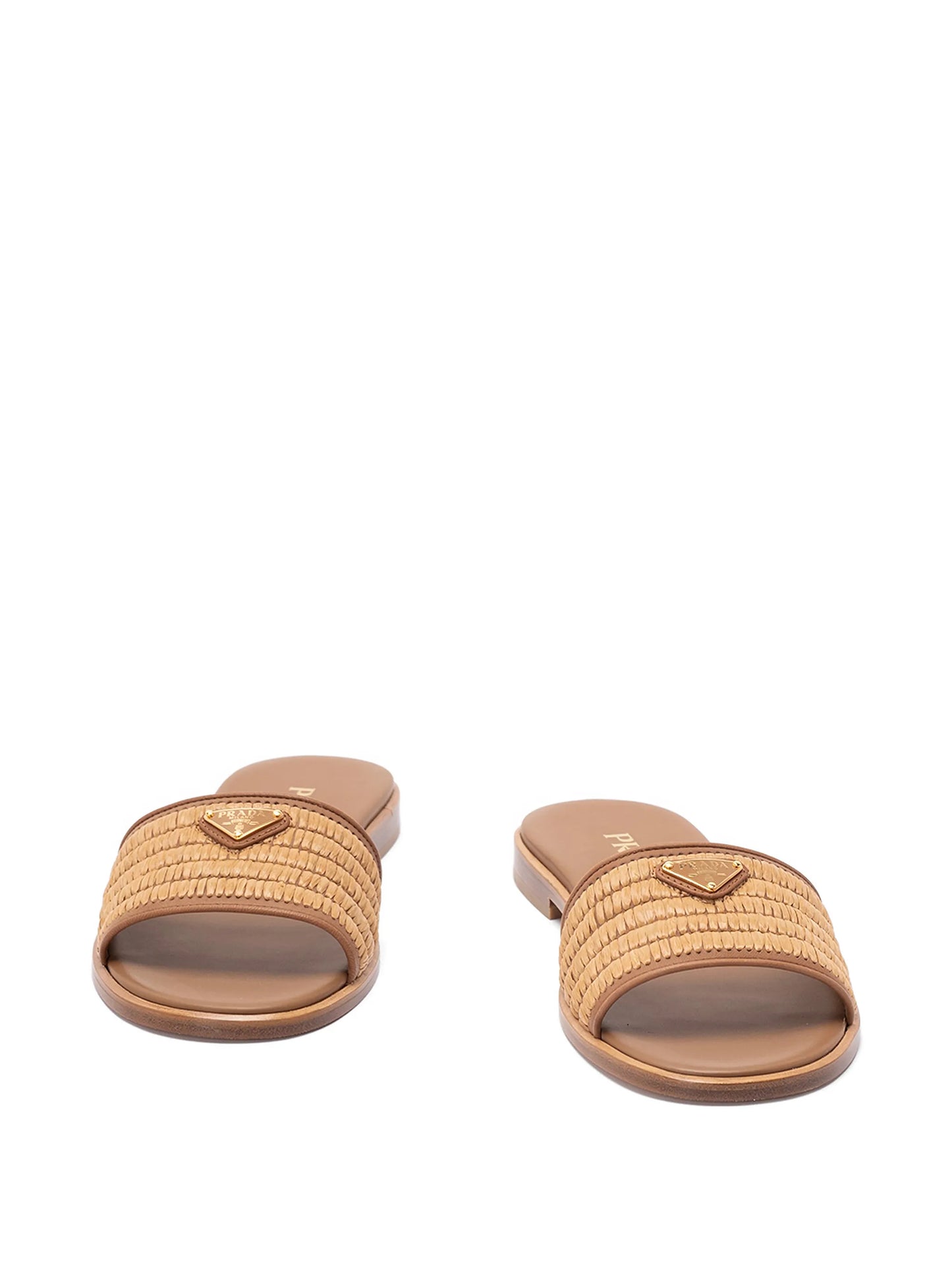 crochet-detail leather slides