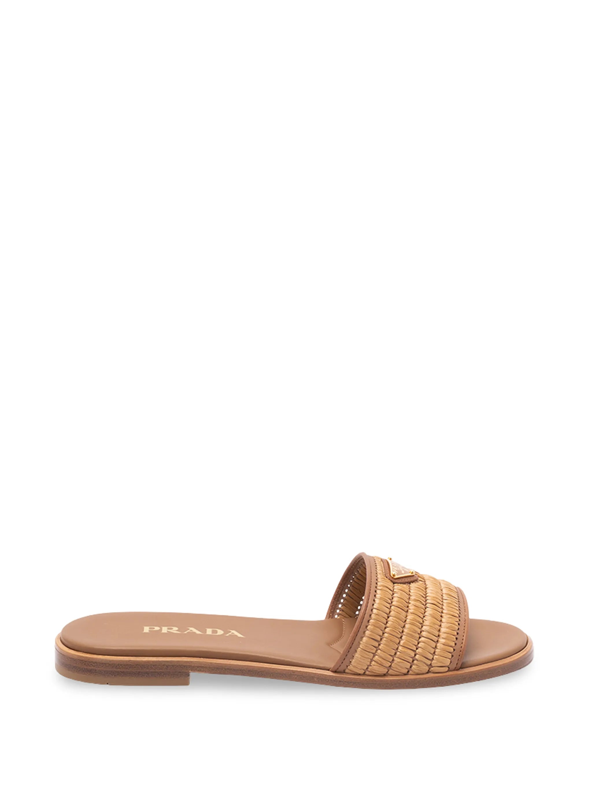crochet-detail leather slides