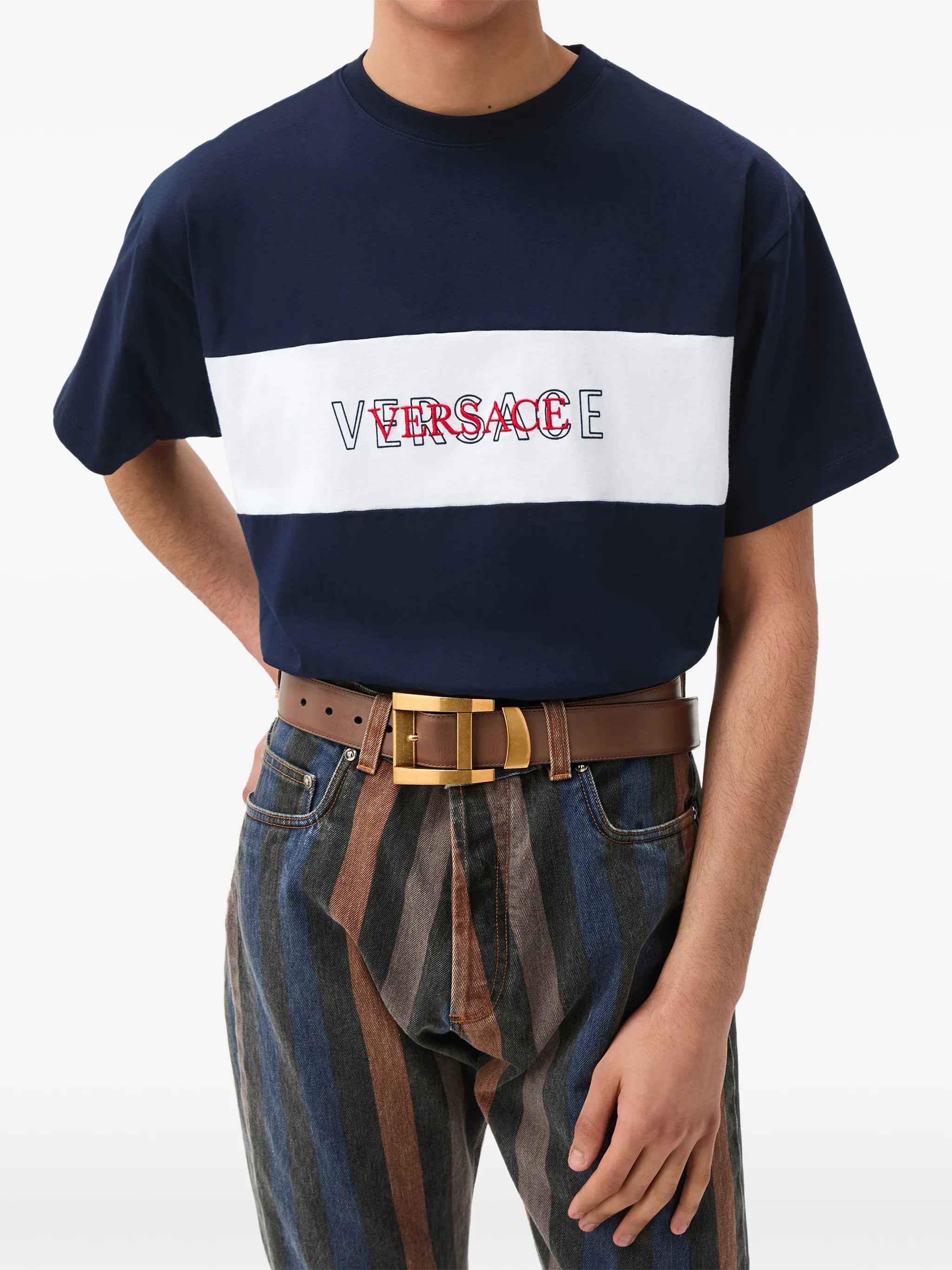 intarsia cotton-jersey regular T-shirt