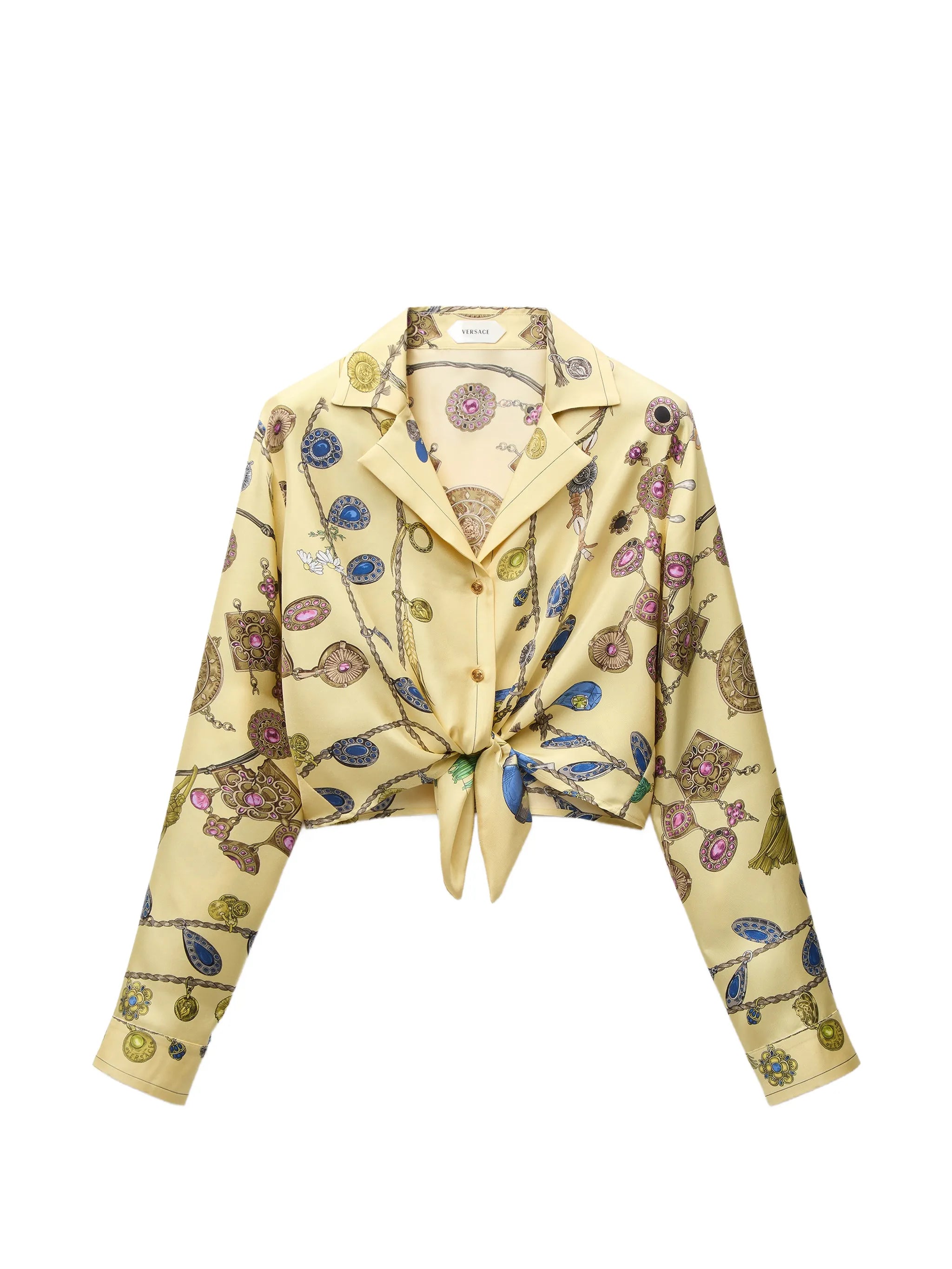 jewellery-print tie-waist shirt