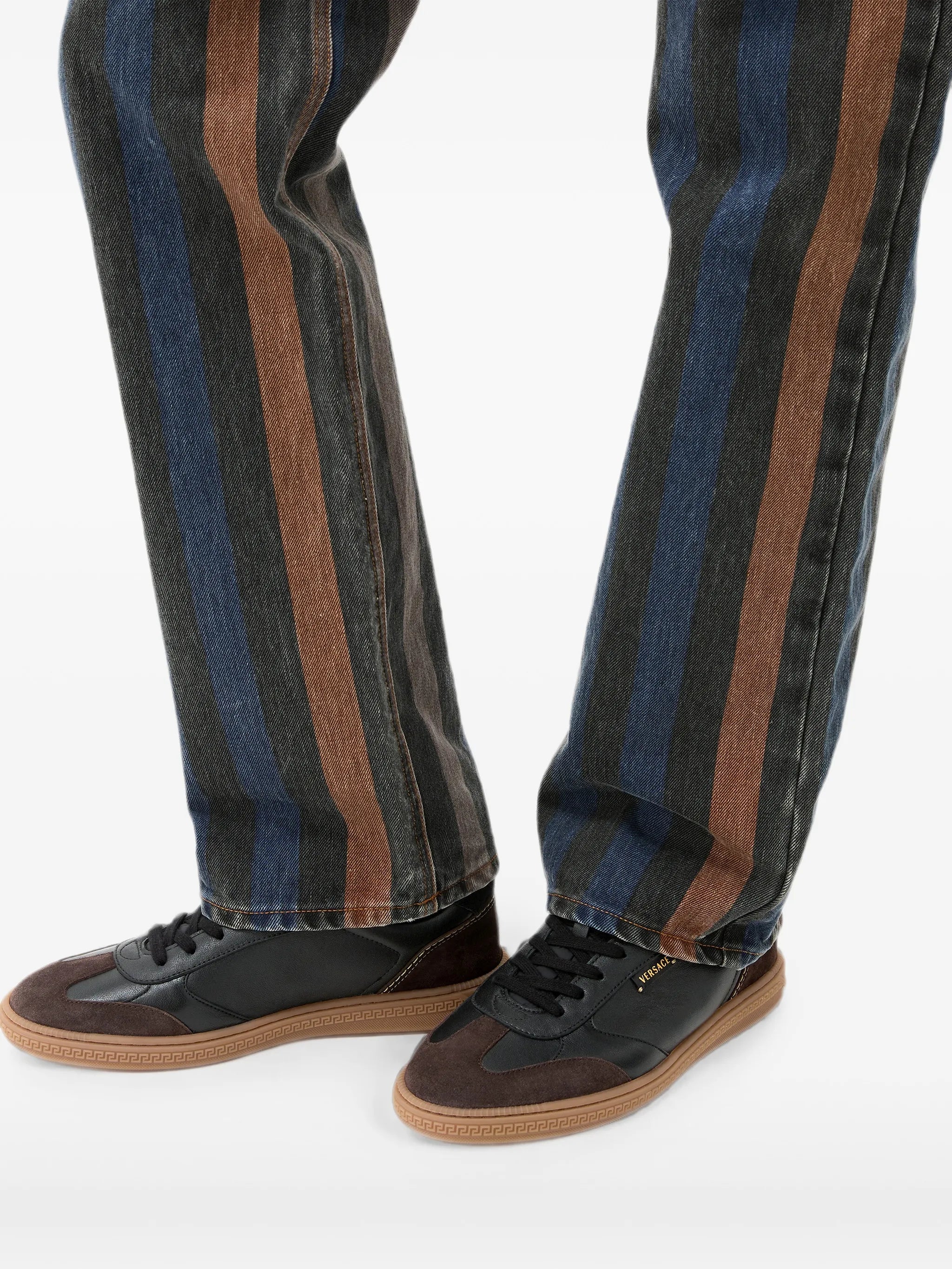Greca Court nappa & suede sneakers