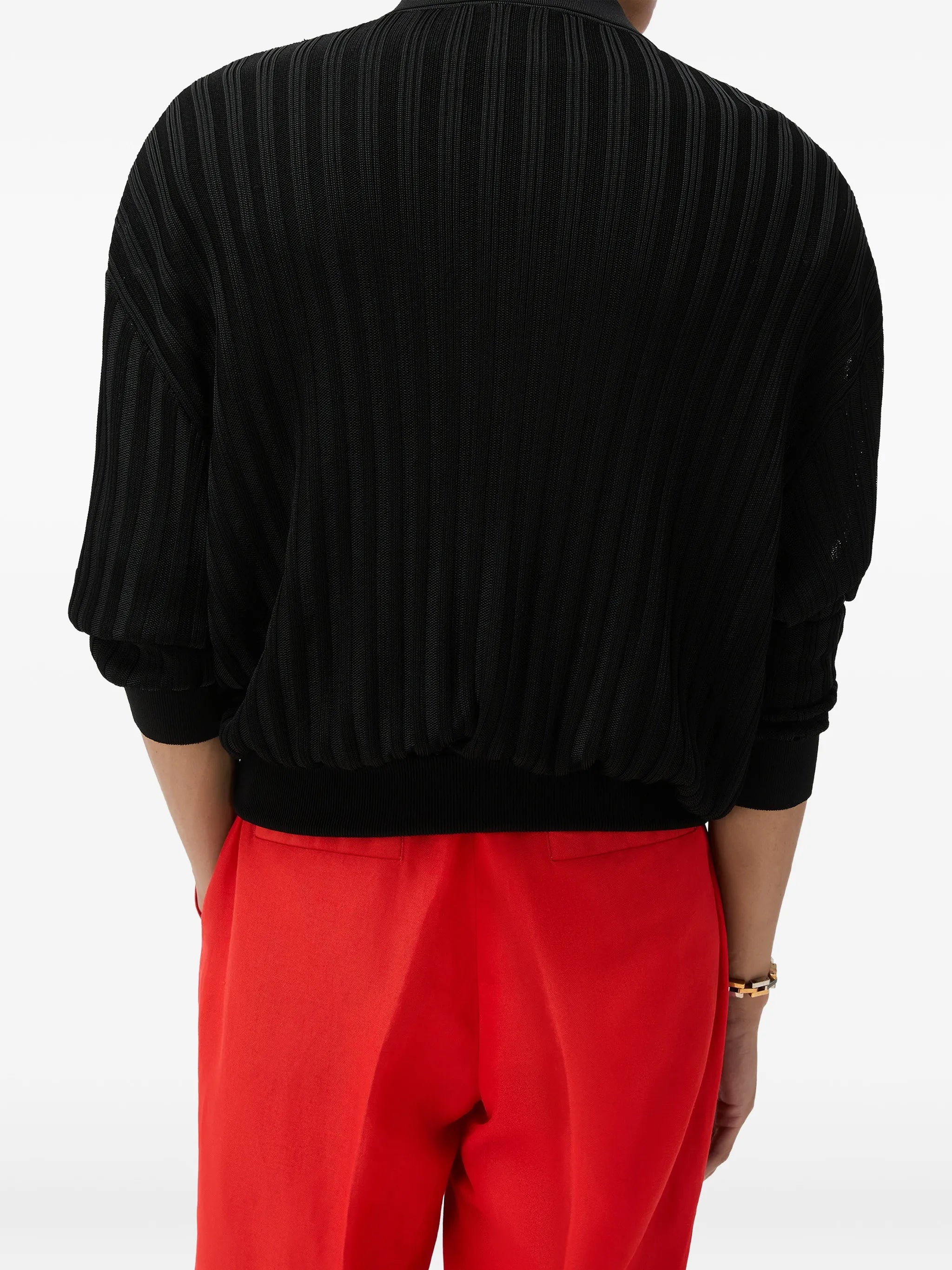 printed silk inserts knit zip cardigan