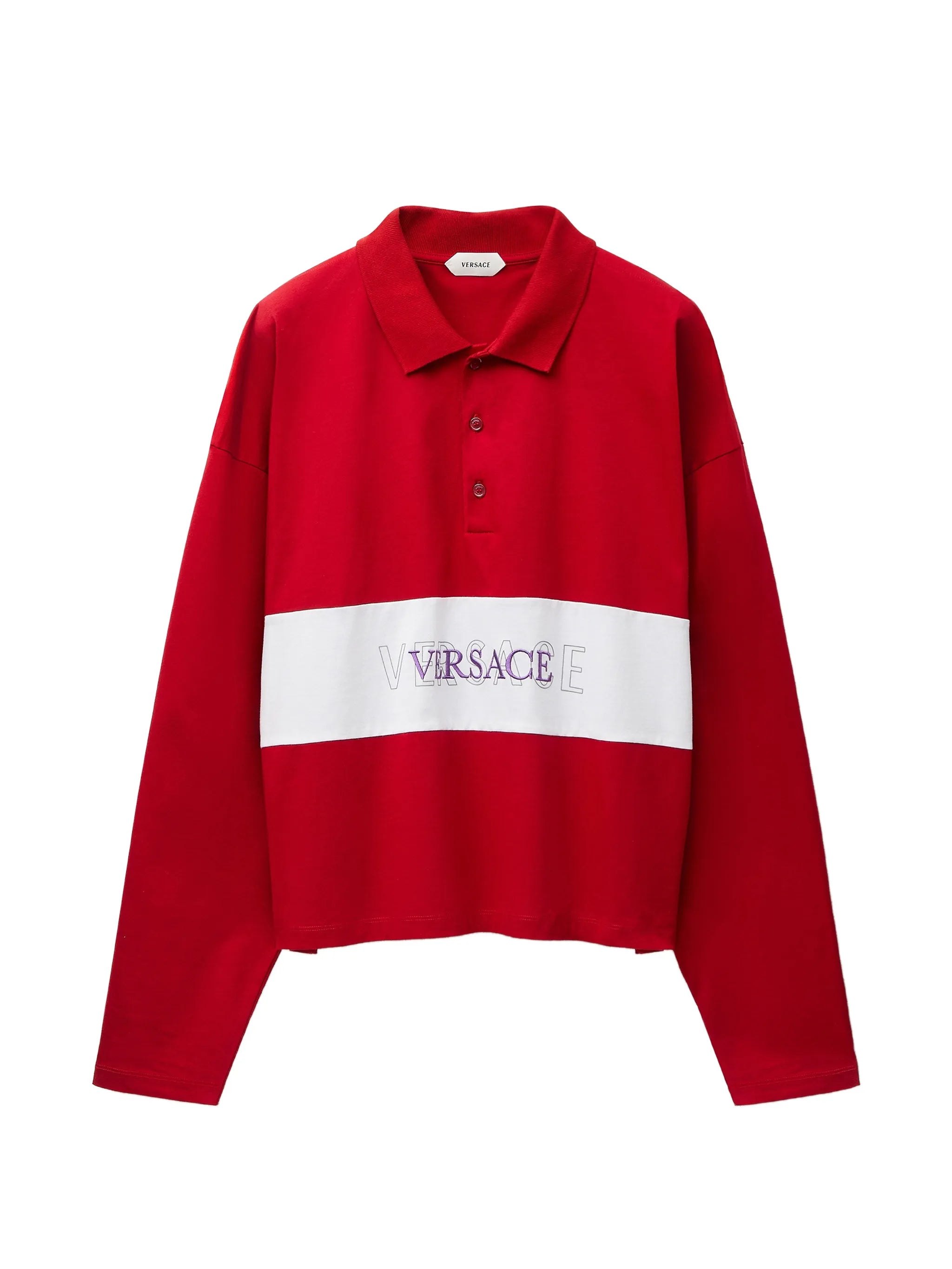 embroidered-logo intarsia cotton-jersey polo